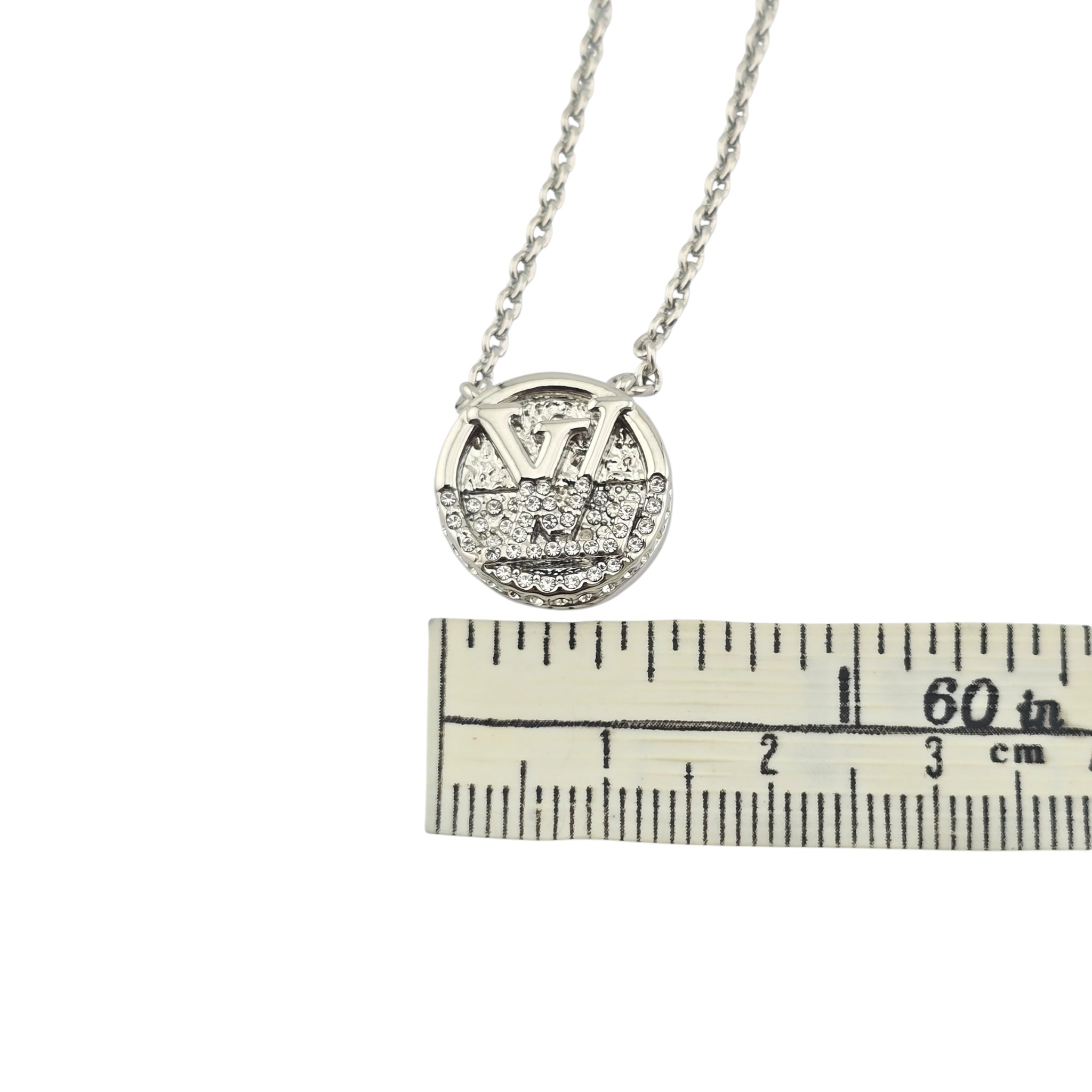 Louis Vuitton L To V Silver Crystal Necklace