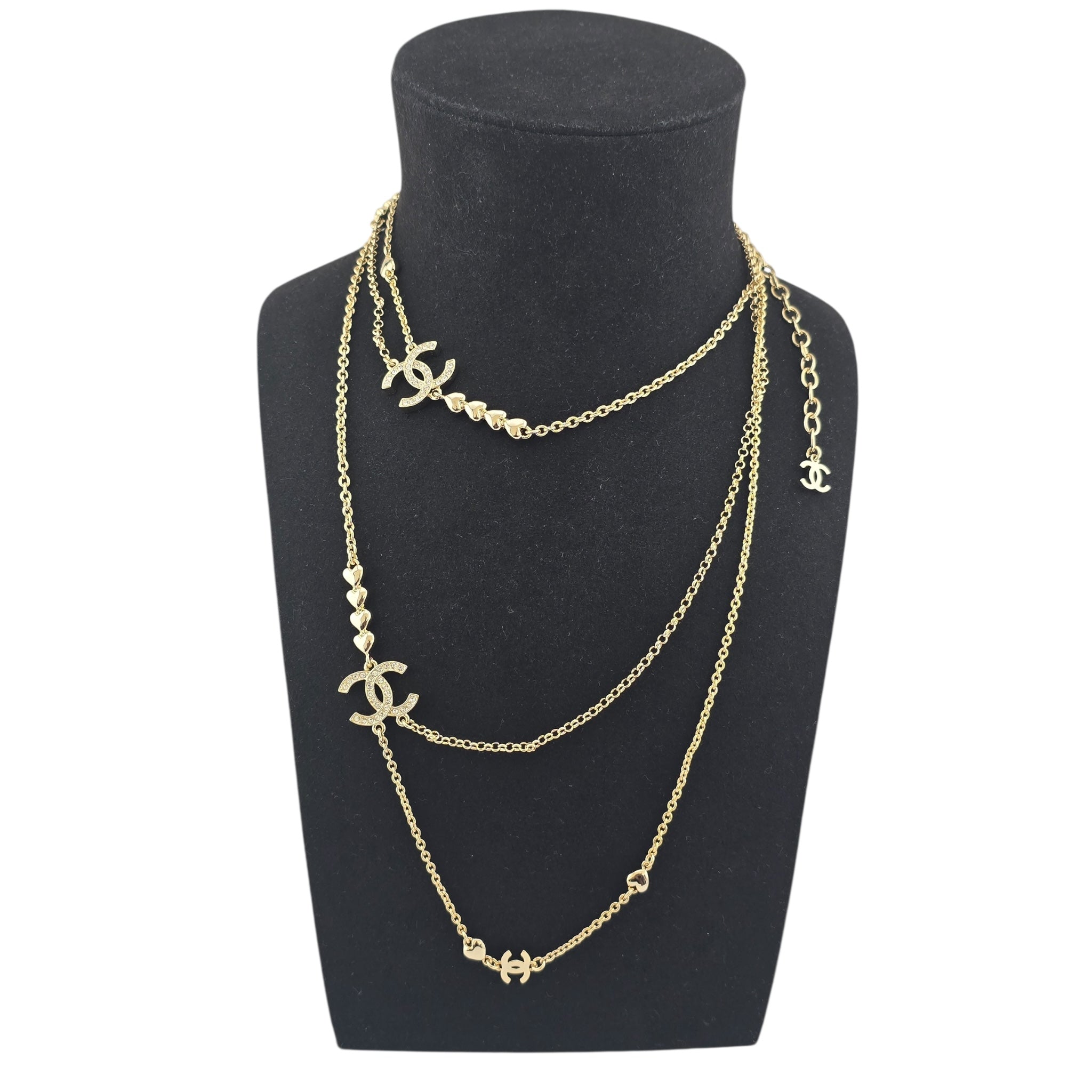 Chanel CC Long Necklace Gold Hearts 2023 CHANEL
