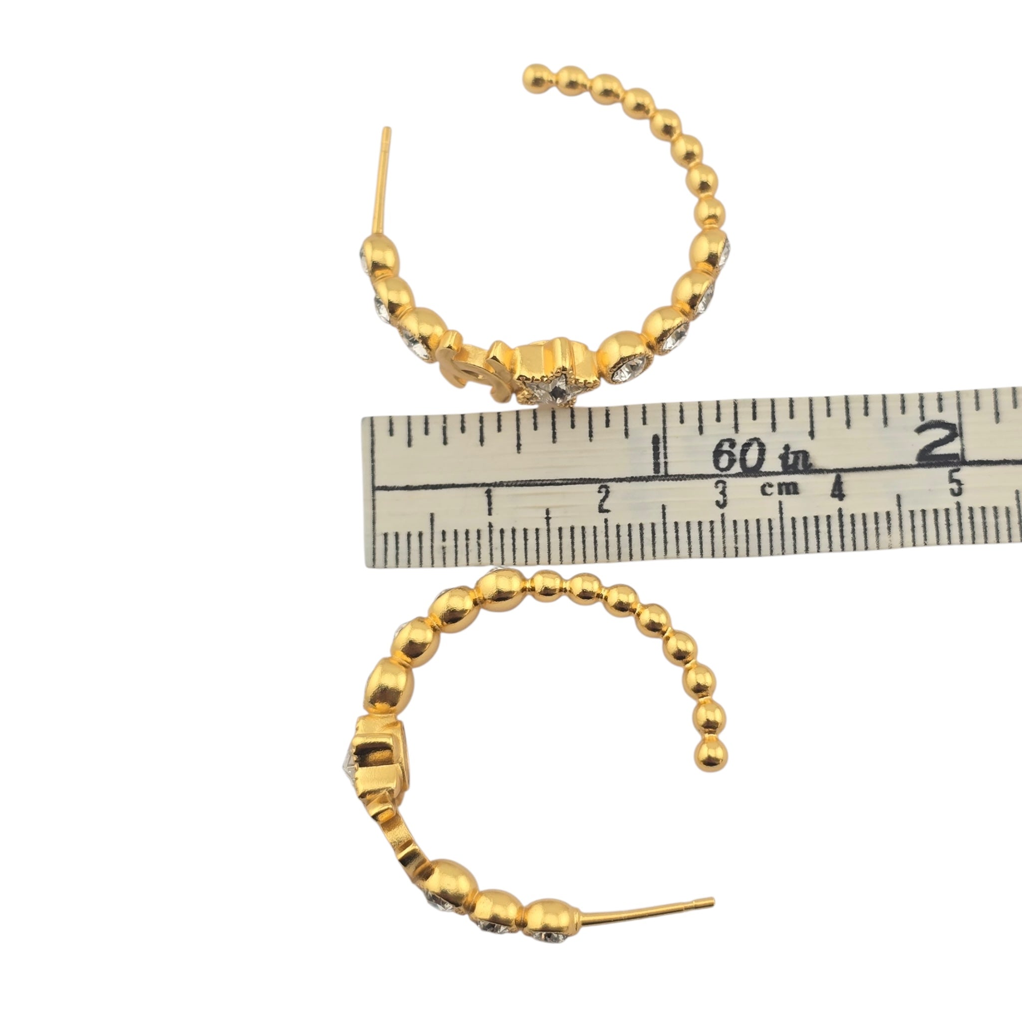Chanel CC Gold Hoop Star Crystal Earrings 2024 CHANEL