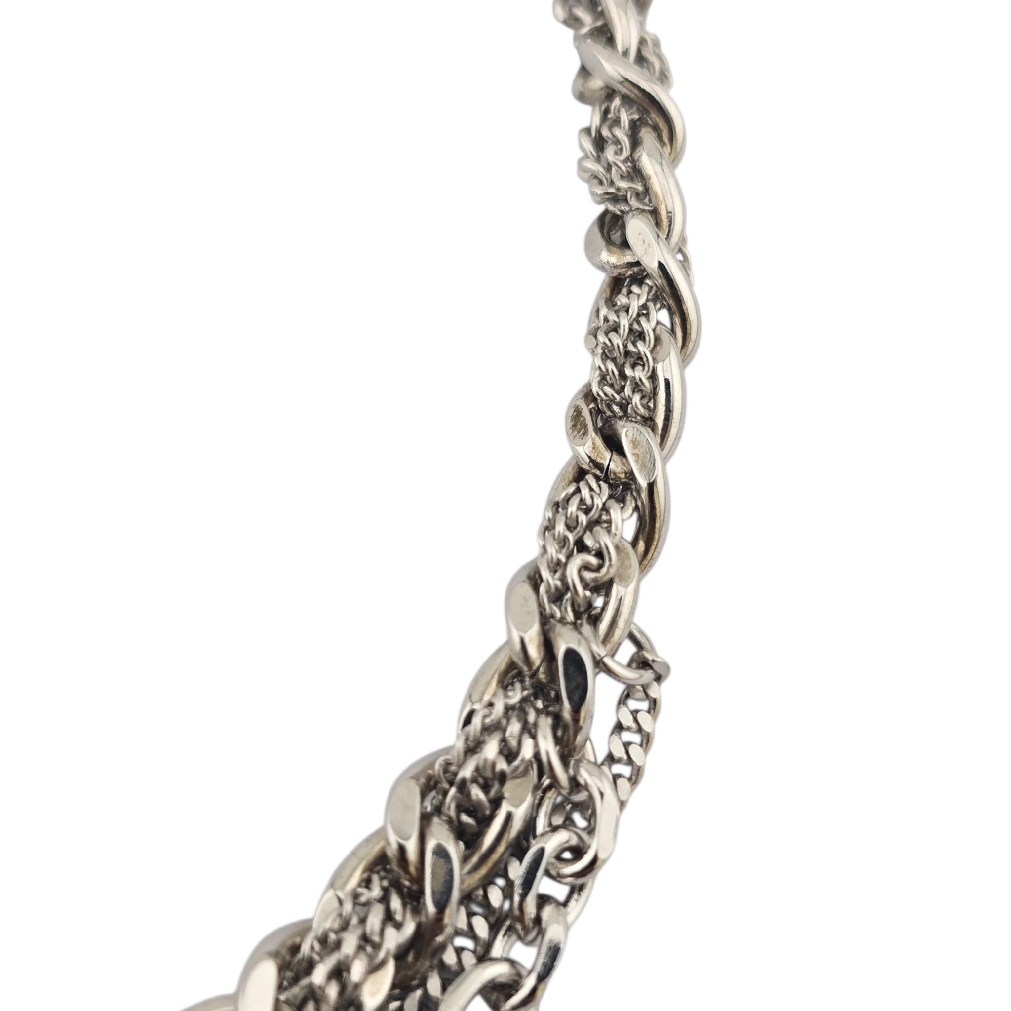 ChanelCC Tangled Multi Chain Choker Necklace Metal with Crystals CHANEL