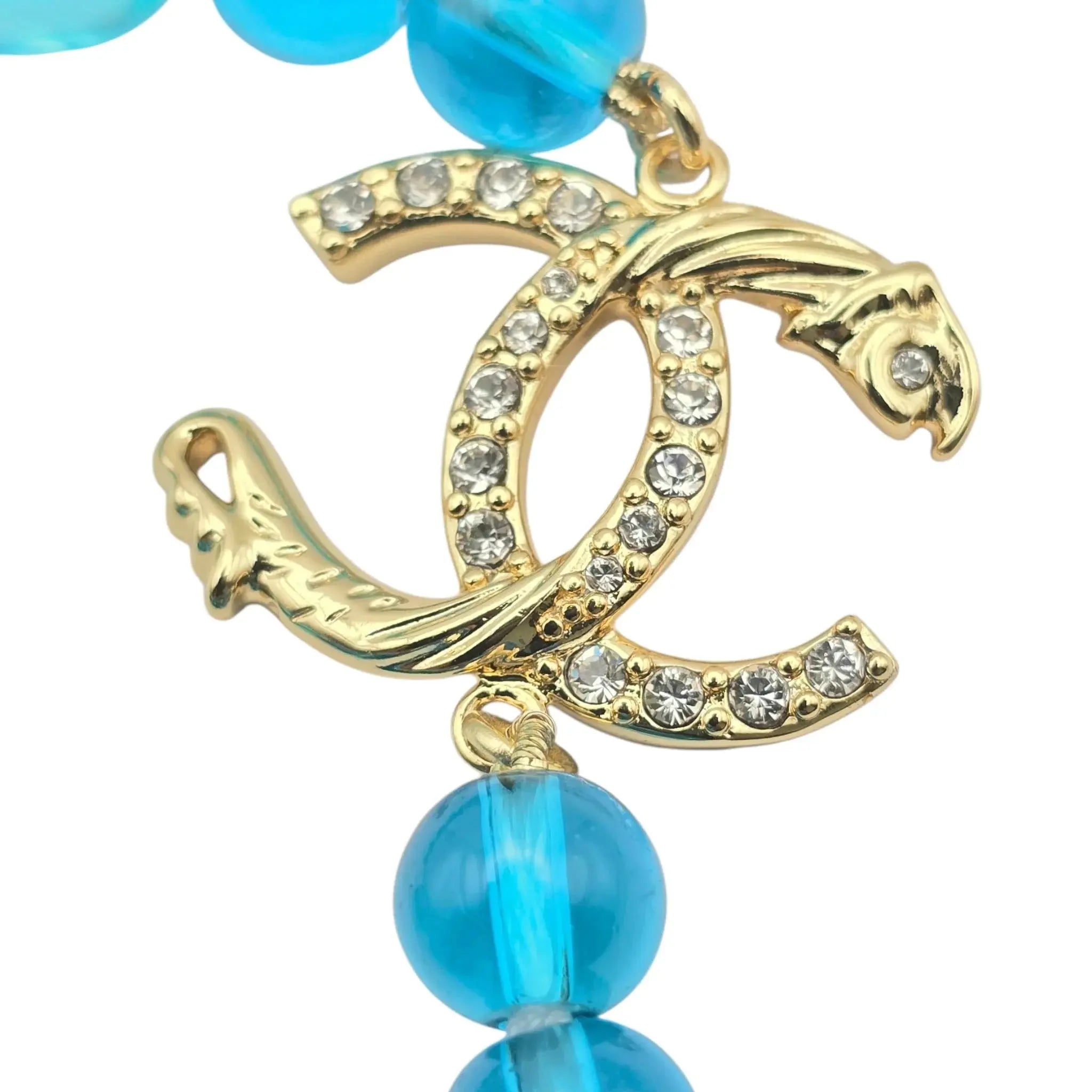 Chanel CC Blue Bead Long Necklace 2023 CHANEL