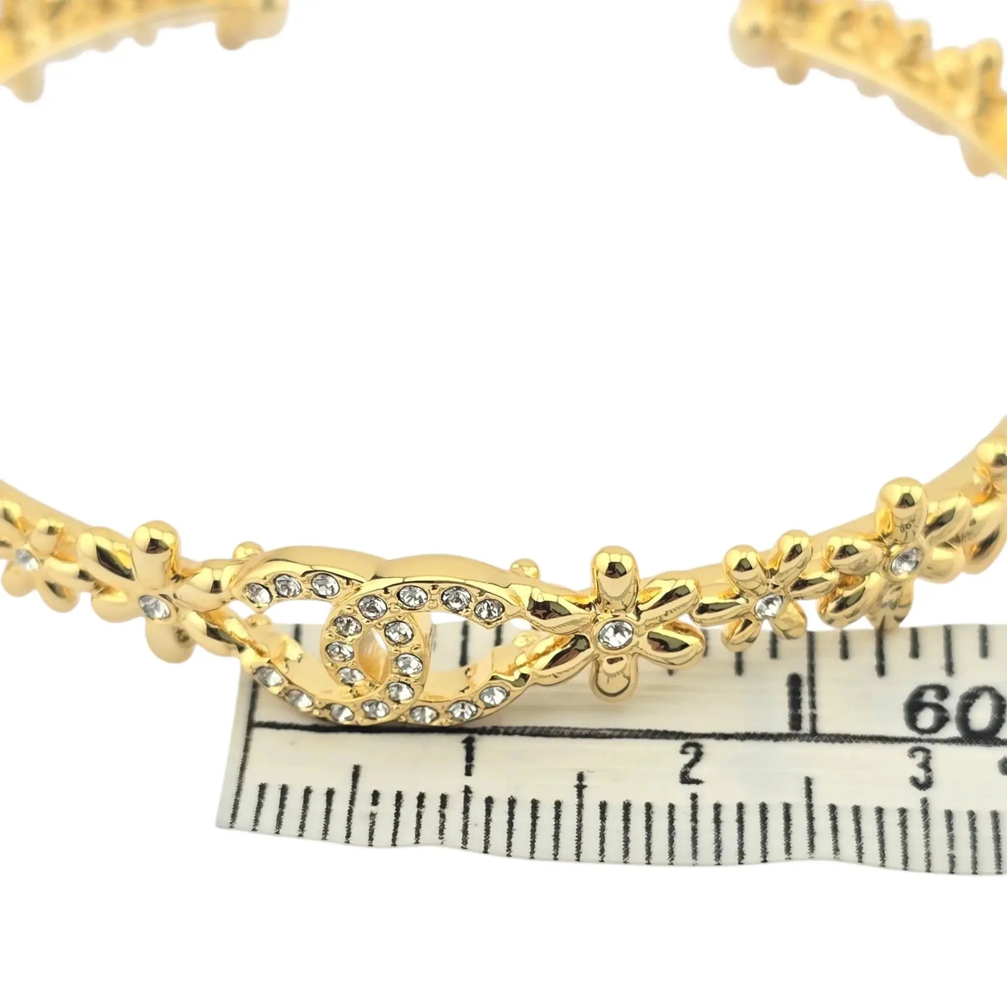 Chanel CC Gold Floral Bangle 2023 CHANEL