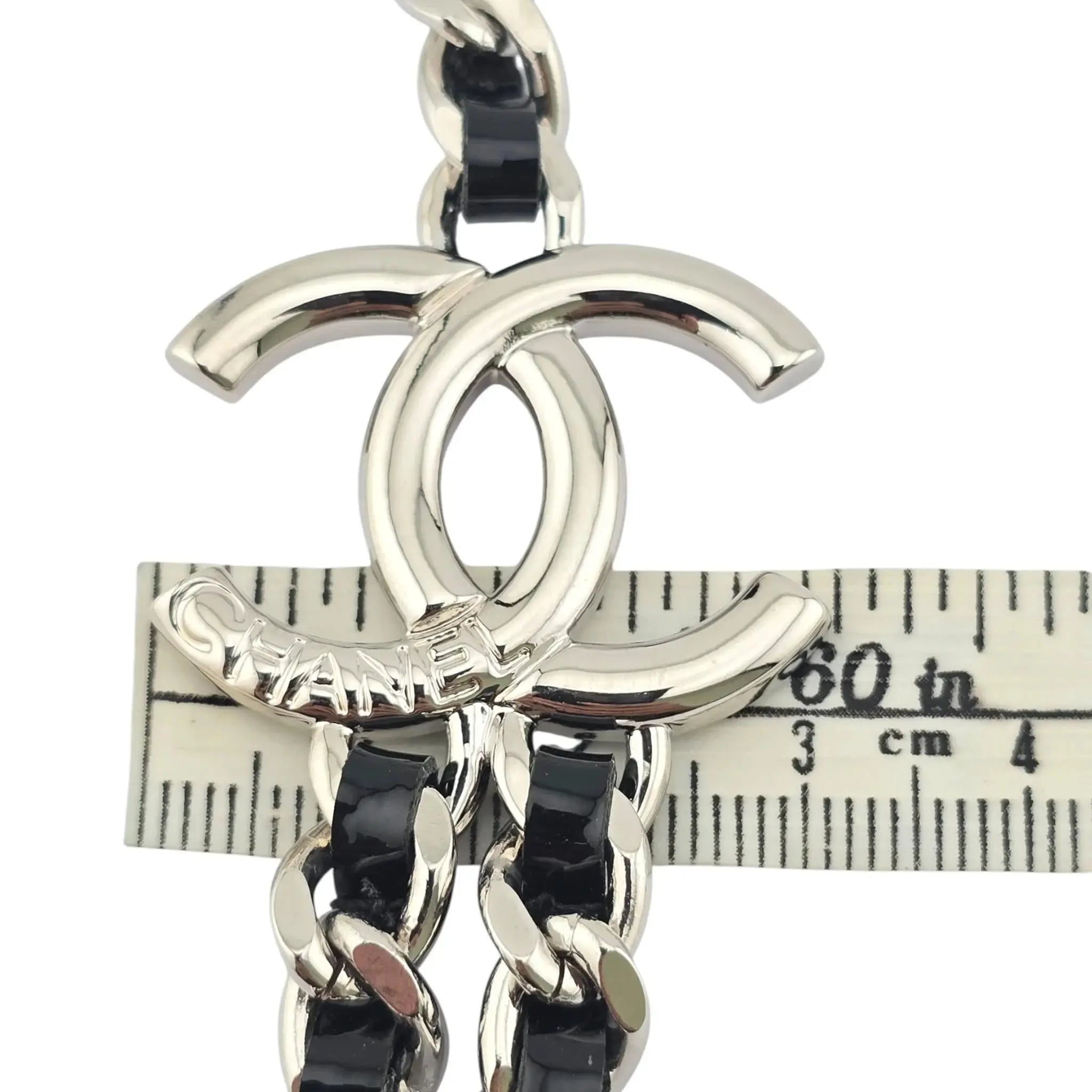 Chanel CC Black Silver Lambskin Necklace 2025 CHANEL