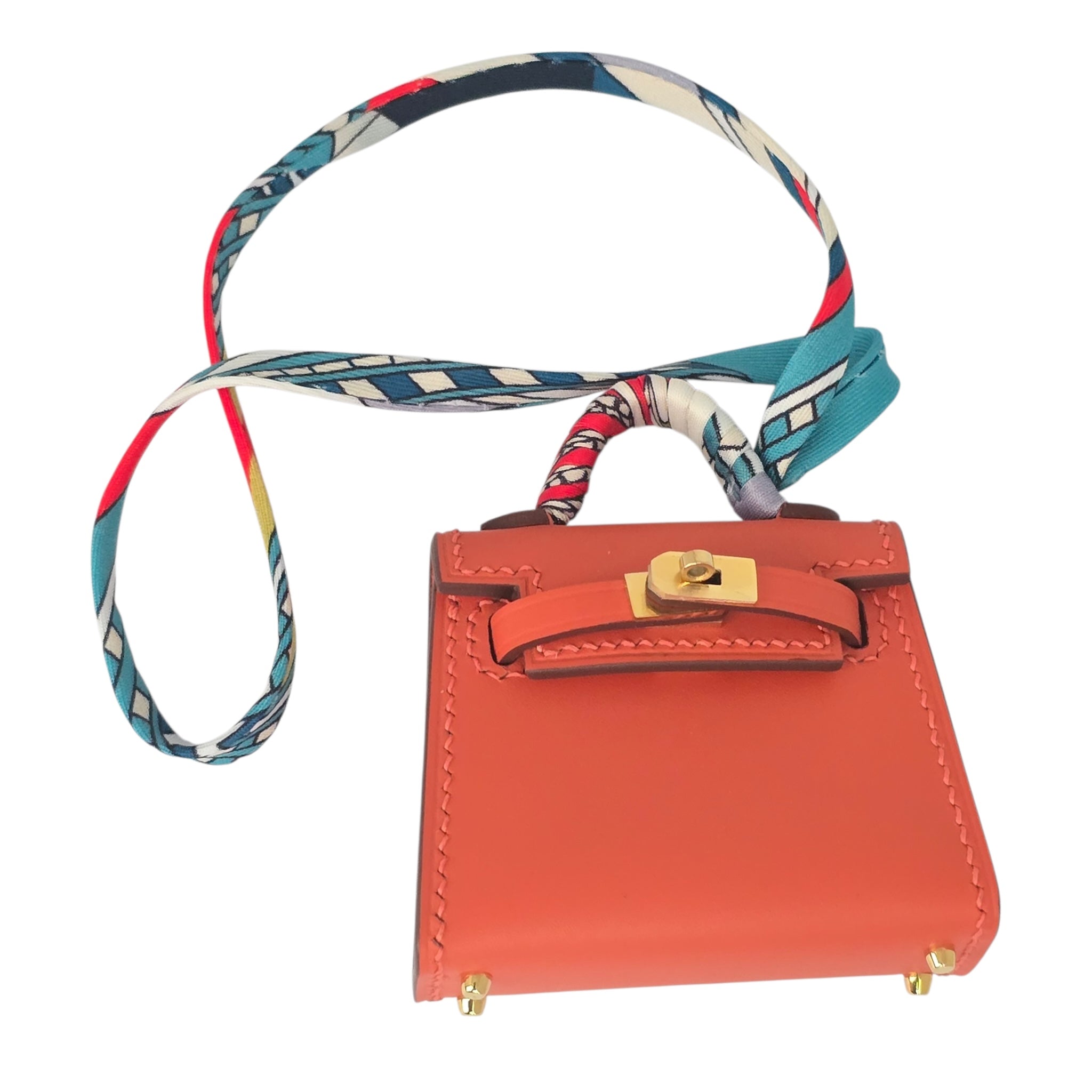 Hermes Tadelakt Mini Kelly Twilly Bag Charm Capucine HERMES