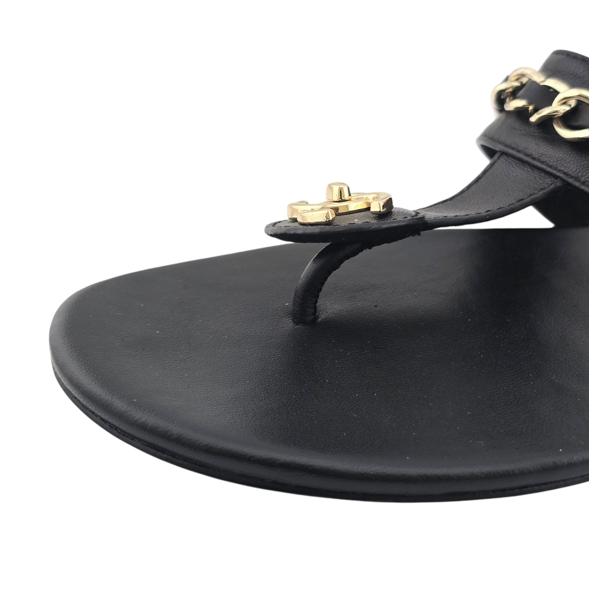 Chanel CC Black Turnlock Sandals - 39