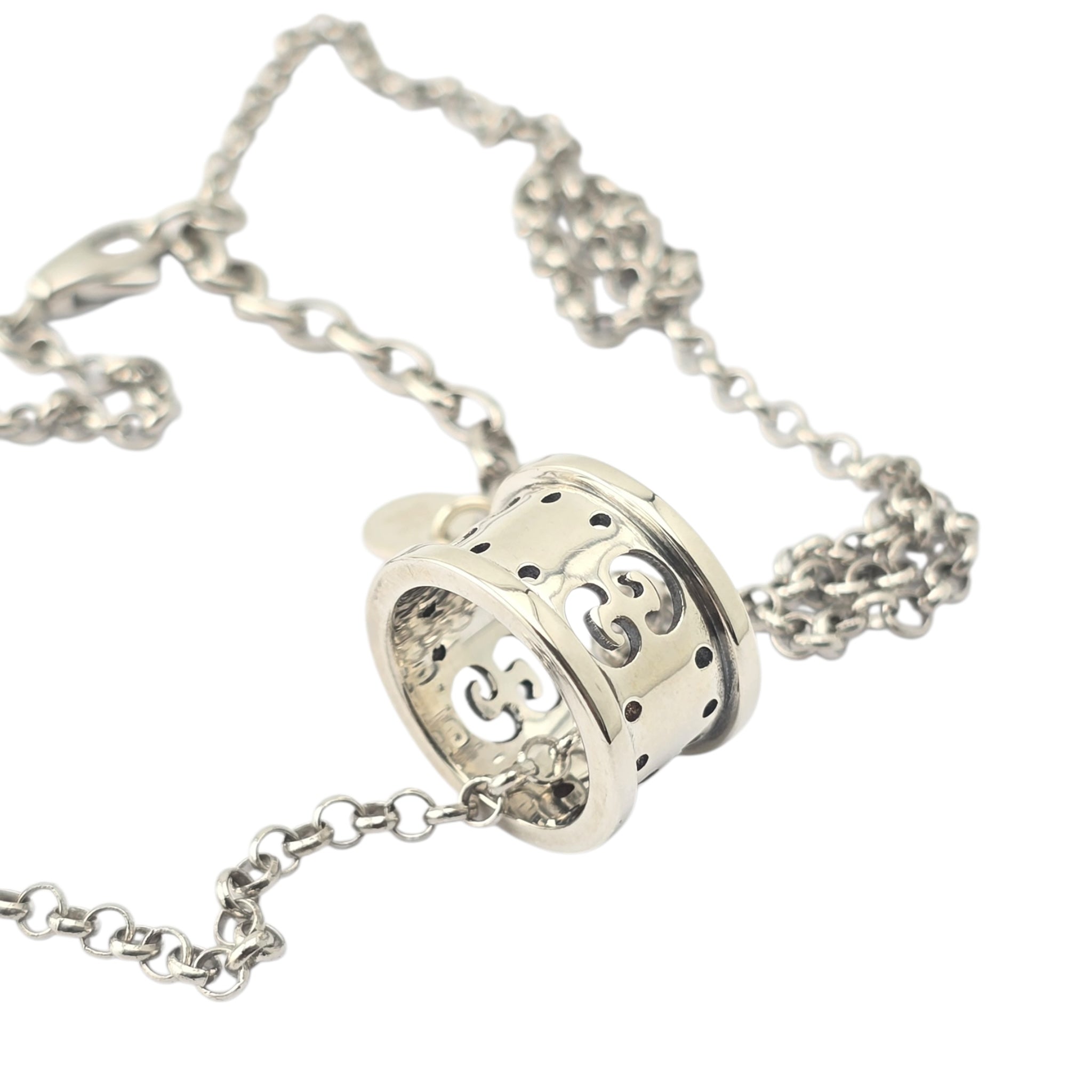 GUCCI GG Icon Twill Sterling Silver Necklace GUCCI