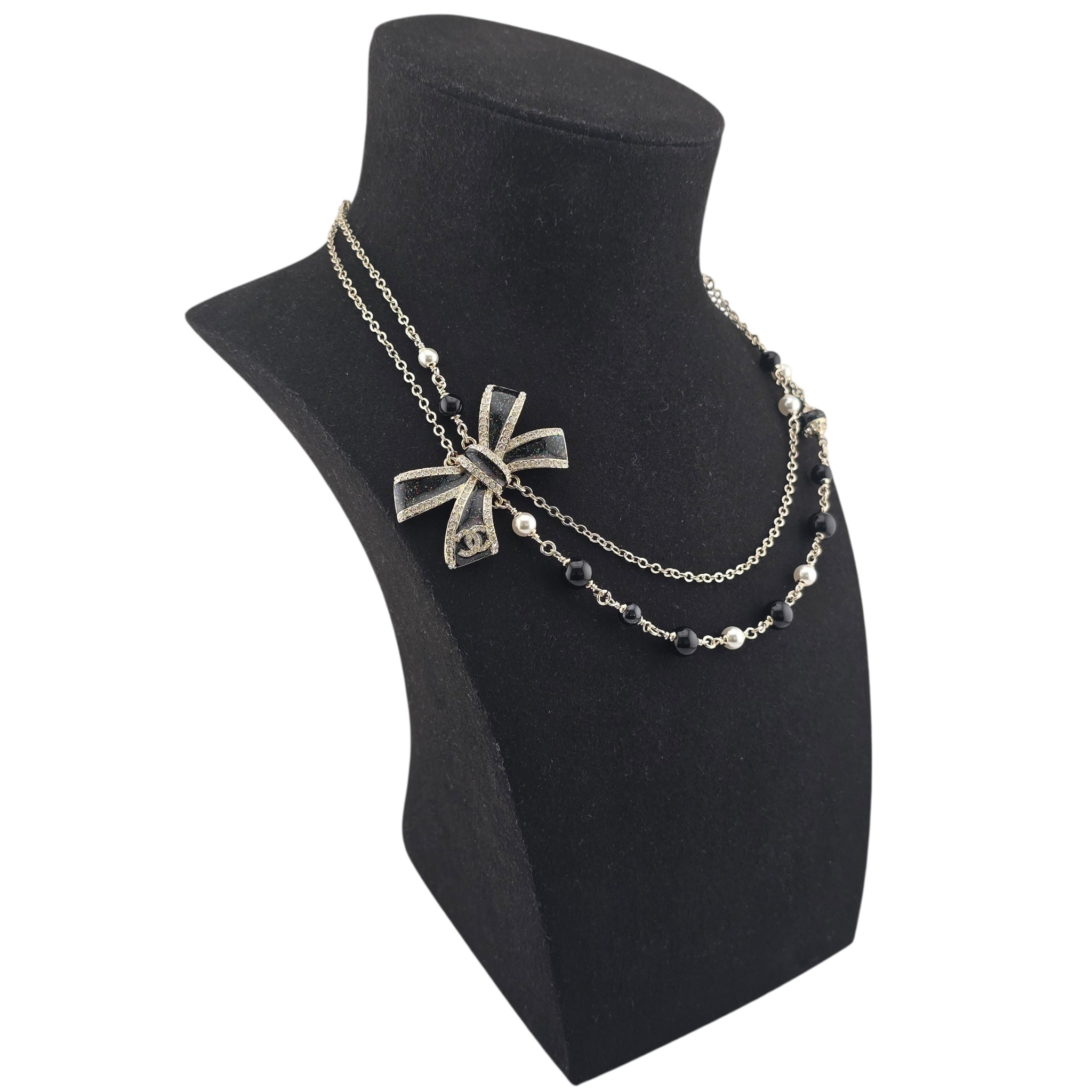 Chanel CC Gold Black Bow Necklace 2025 CHANEL