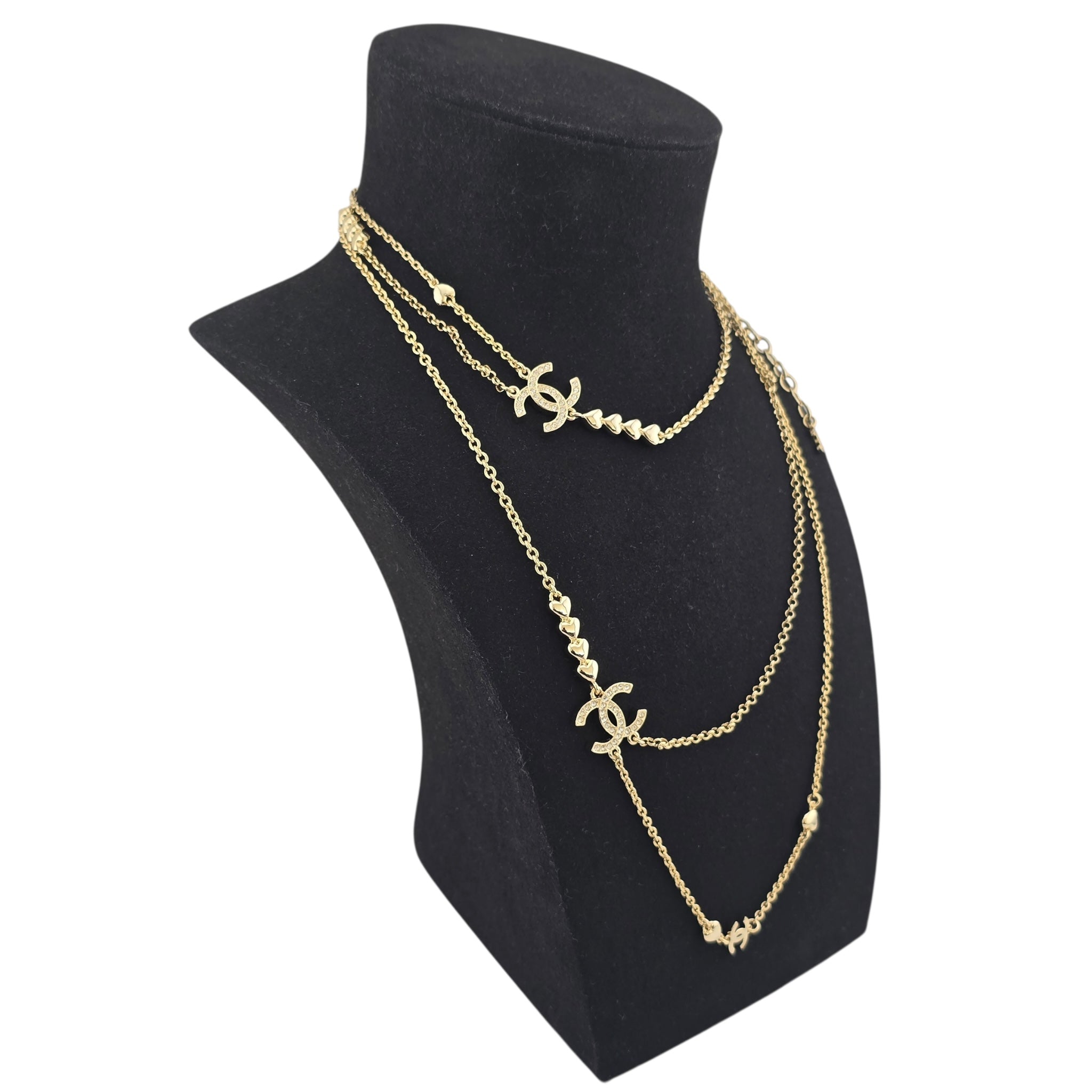 Chanel CC Long Necklace Gold Hearts 2023 CHANEL