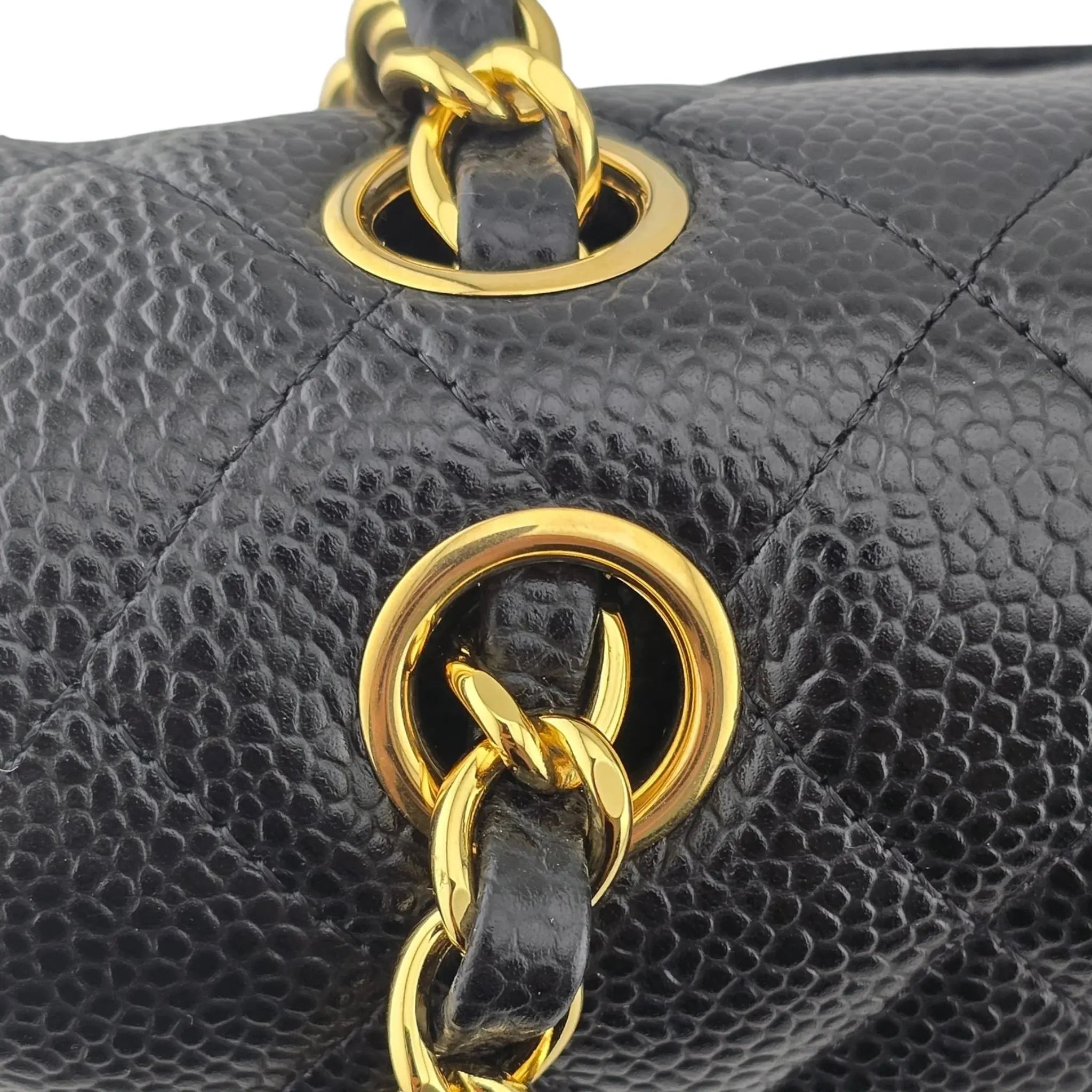 Chanel Medium Classic Flap Caviar Black Gold Hardware CHANEL