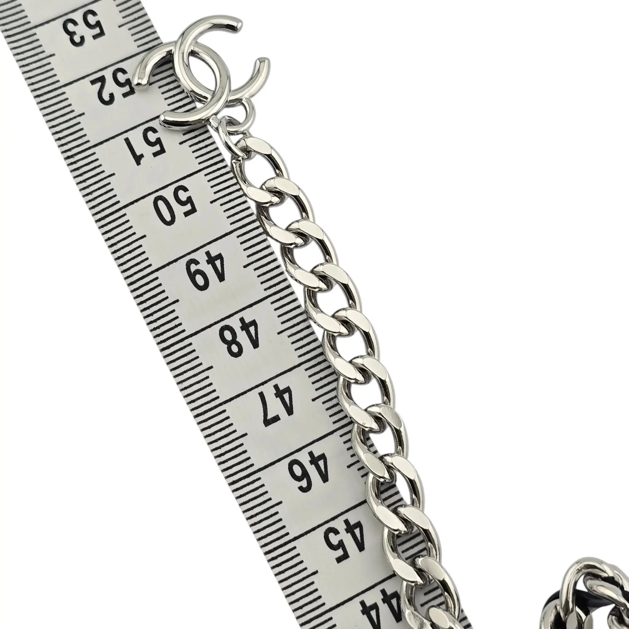 Chanel CC Black Silver Lambskin Necklace 2025 CHANEL