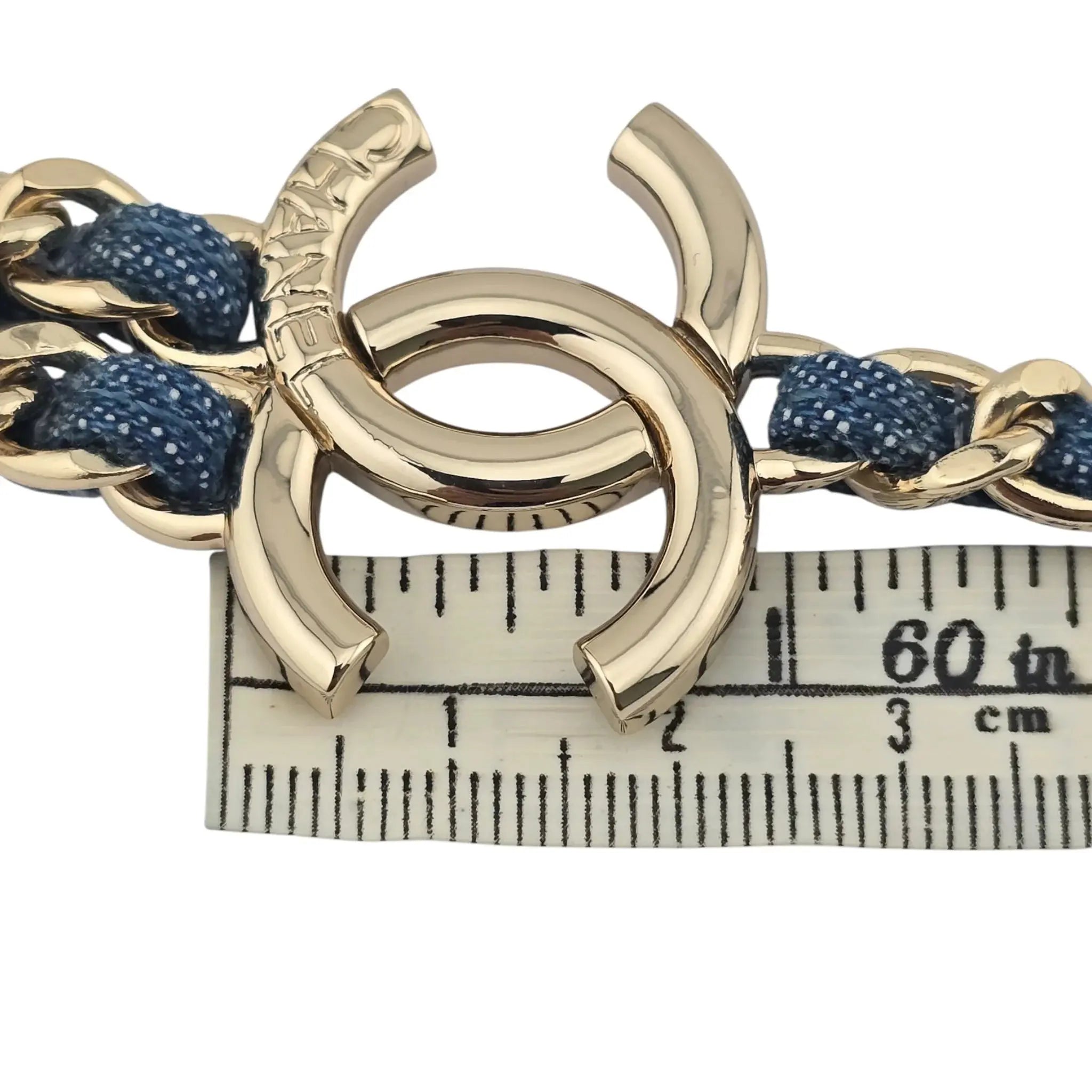 Chanel CC Blue Denim Gold Necklace 2025 CHANEL