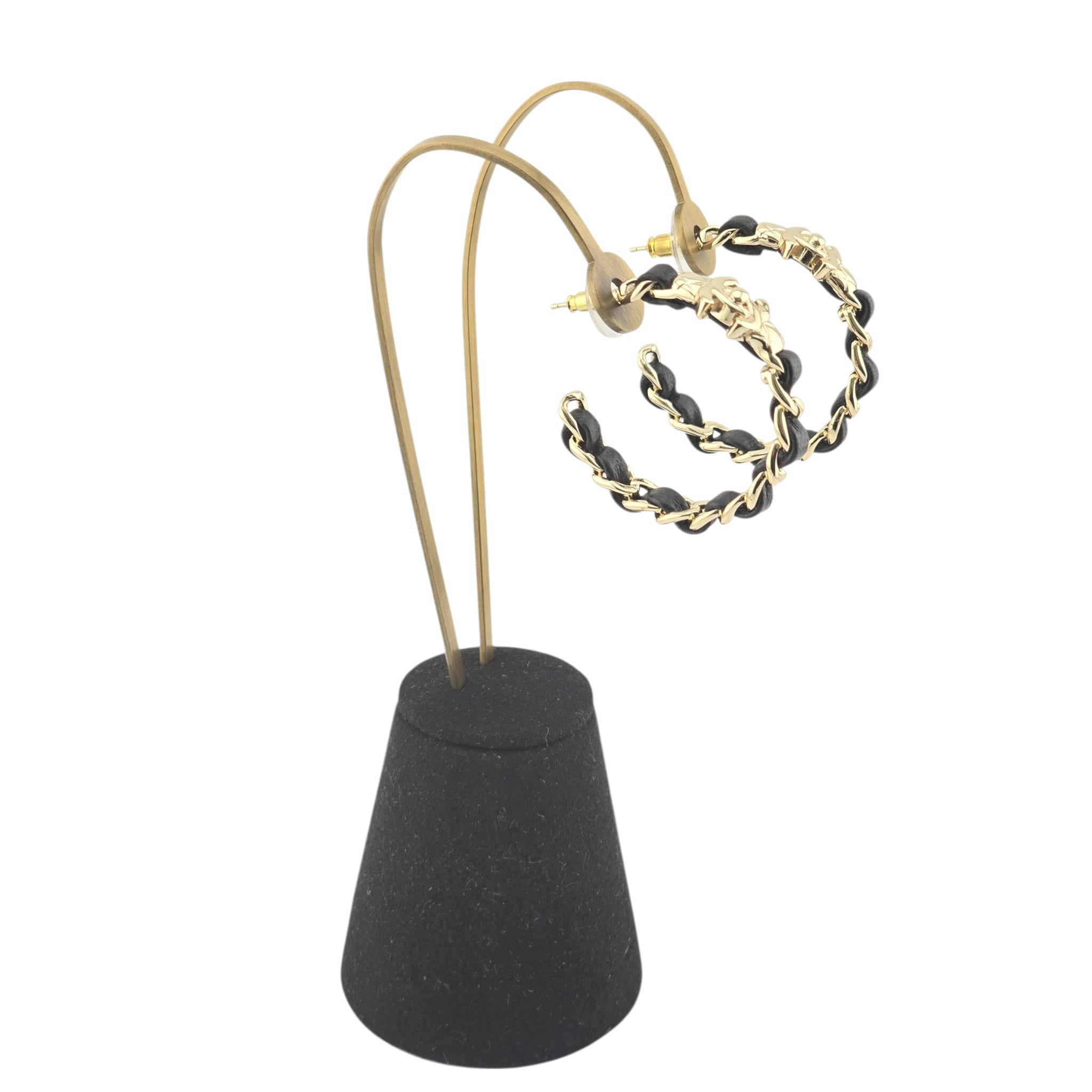 Chanel CC Turnlock Leather Metal Hoop Earrings 2021 CHANEL