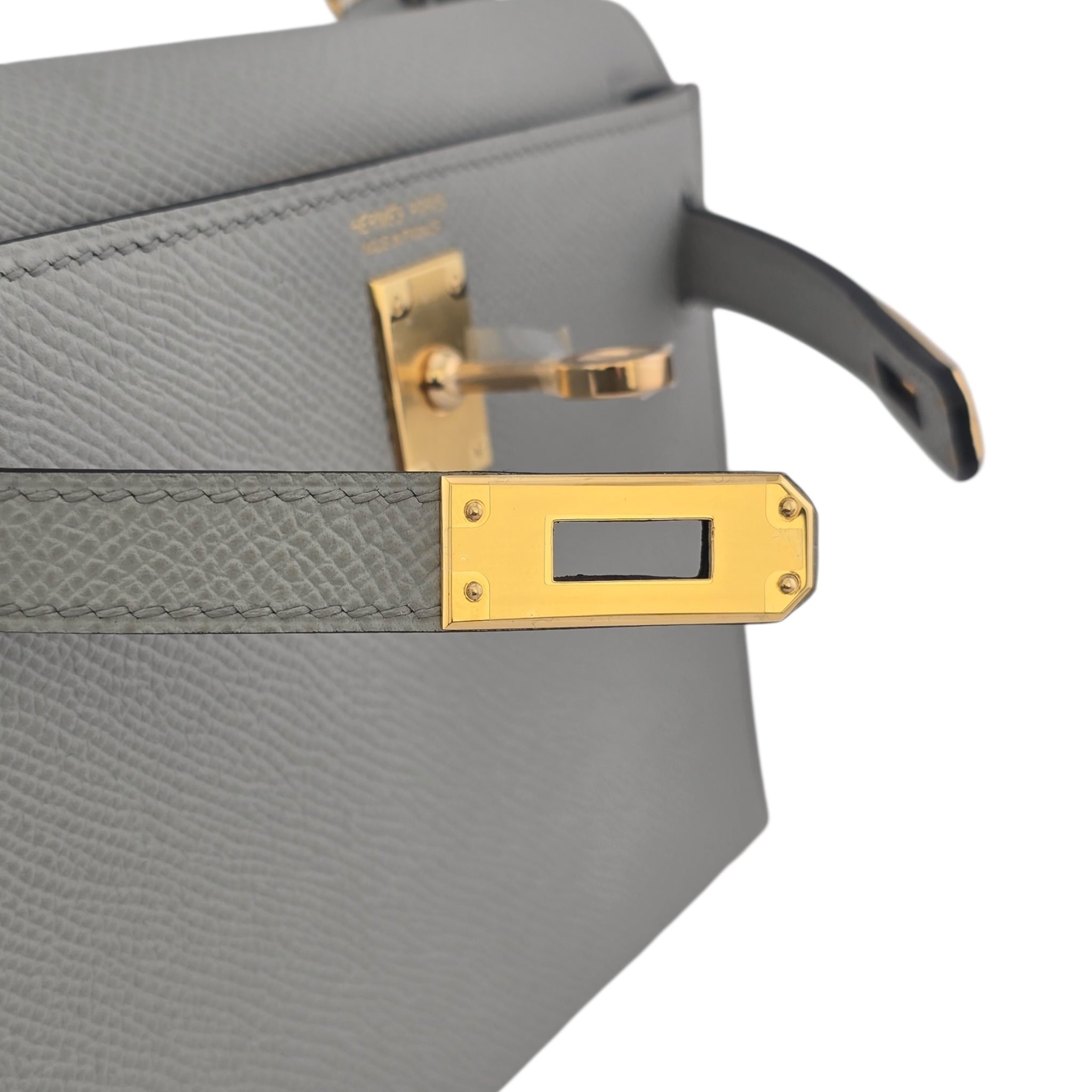 Hermes Mini Kelly II Epsom Bleu Glacier Gold Hardware HERMES