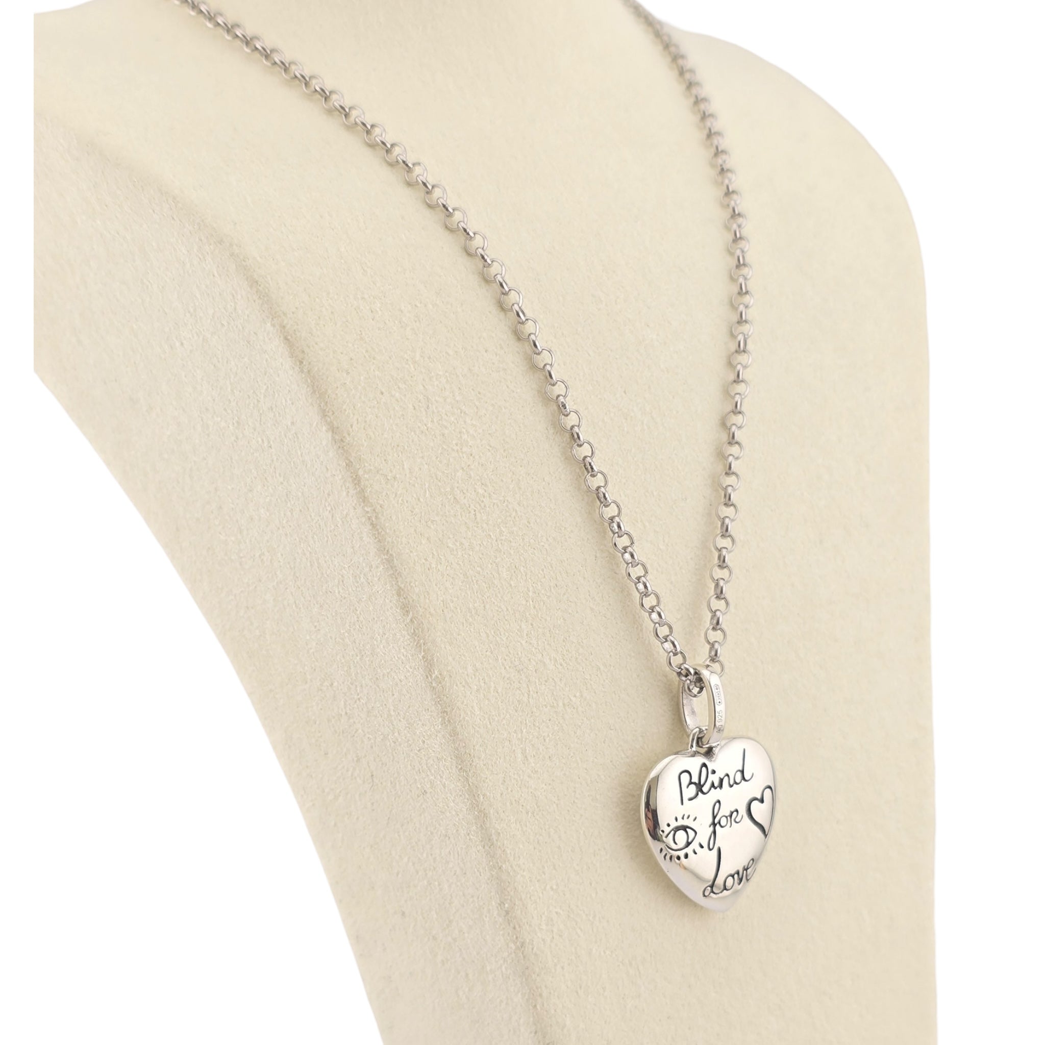 GUCCI Blind For Love Heart Sterling Silver Necklace GUCCI