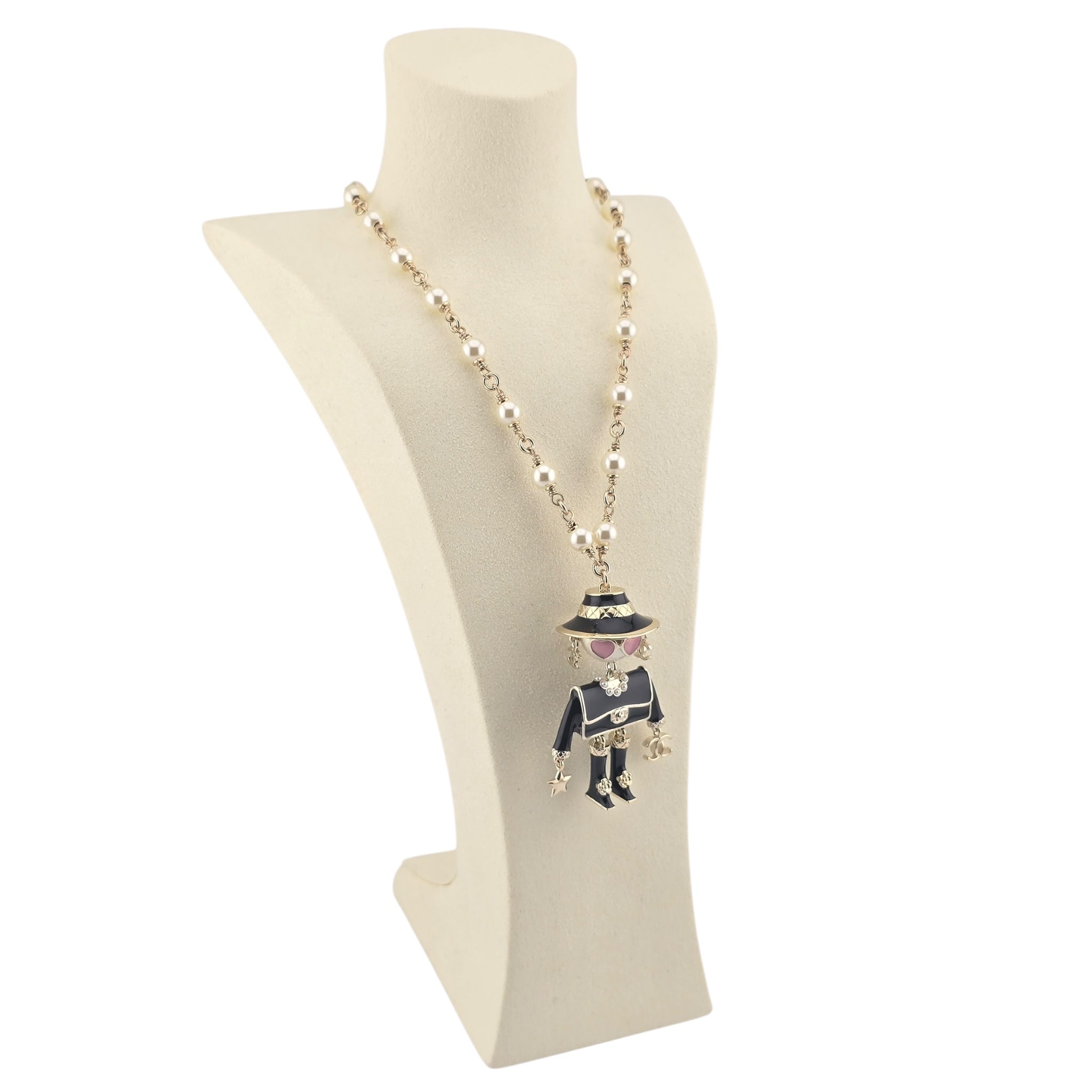 Chanel CC Robot Gabrielle Doll Black Necklace 25B CHANEL