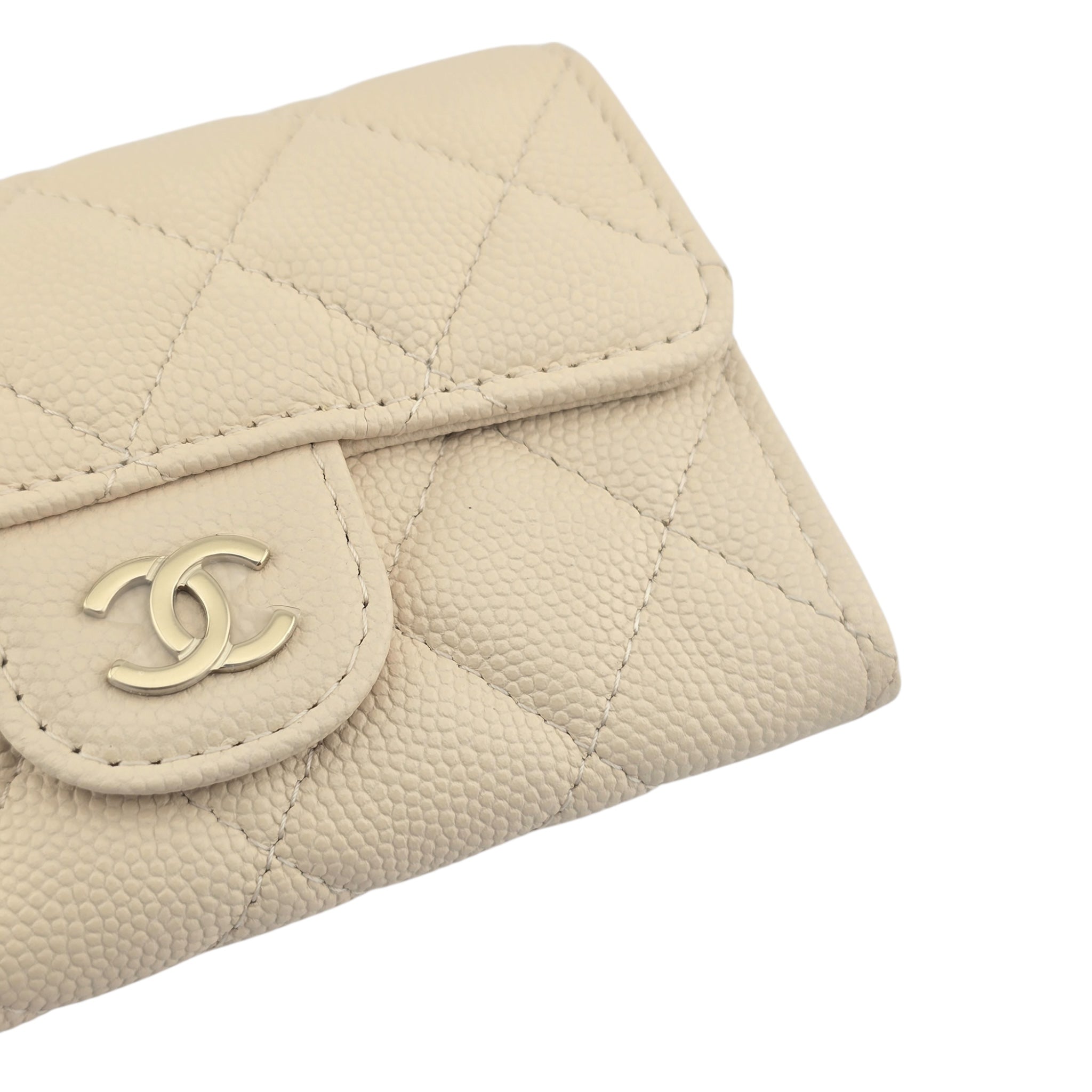 Chanel CC Caviar Beige Classic Flap Cardholder CHANEL