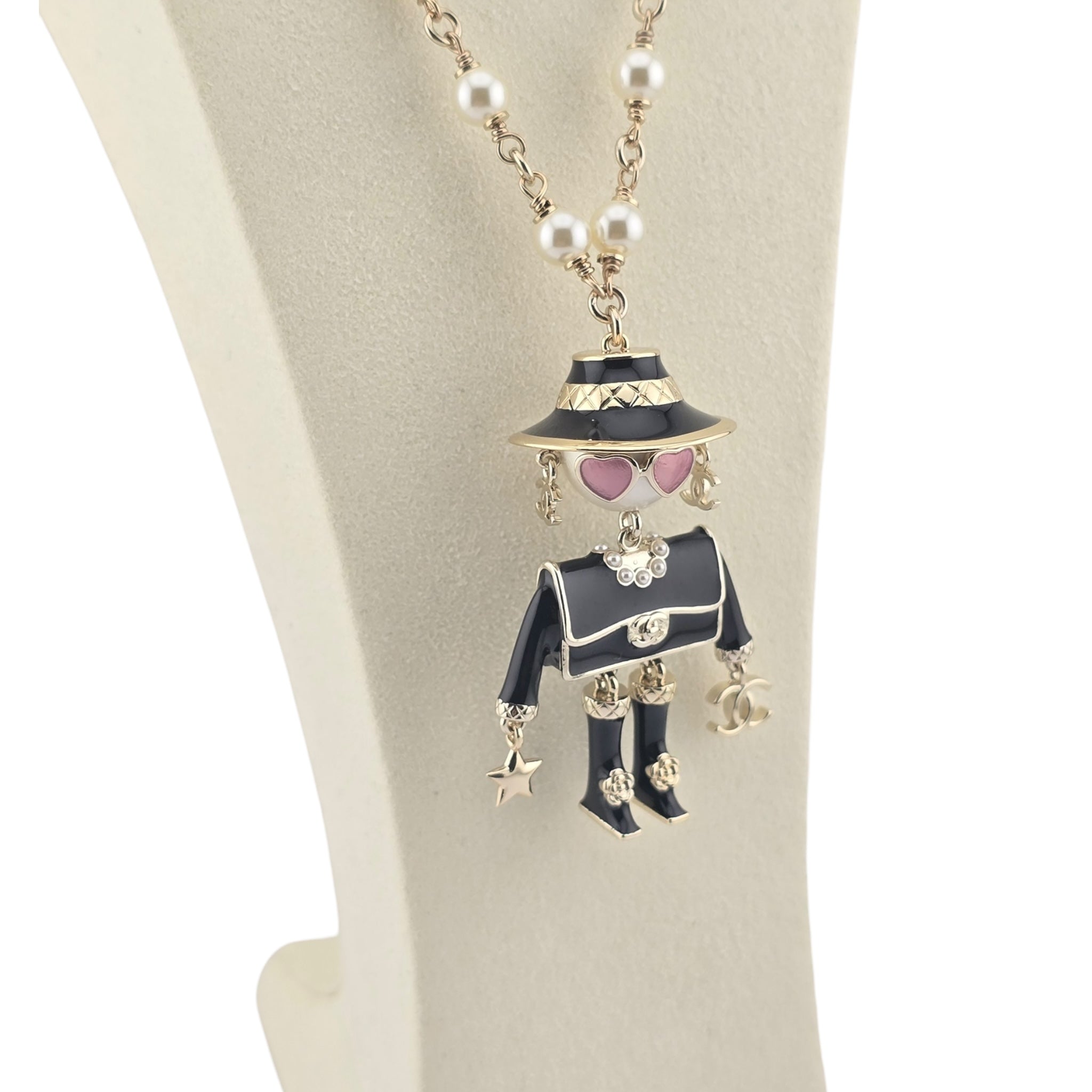 Chanel CC Robot Gabrielle Doll Black Necklace 25B CHANEL