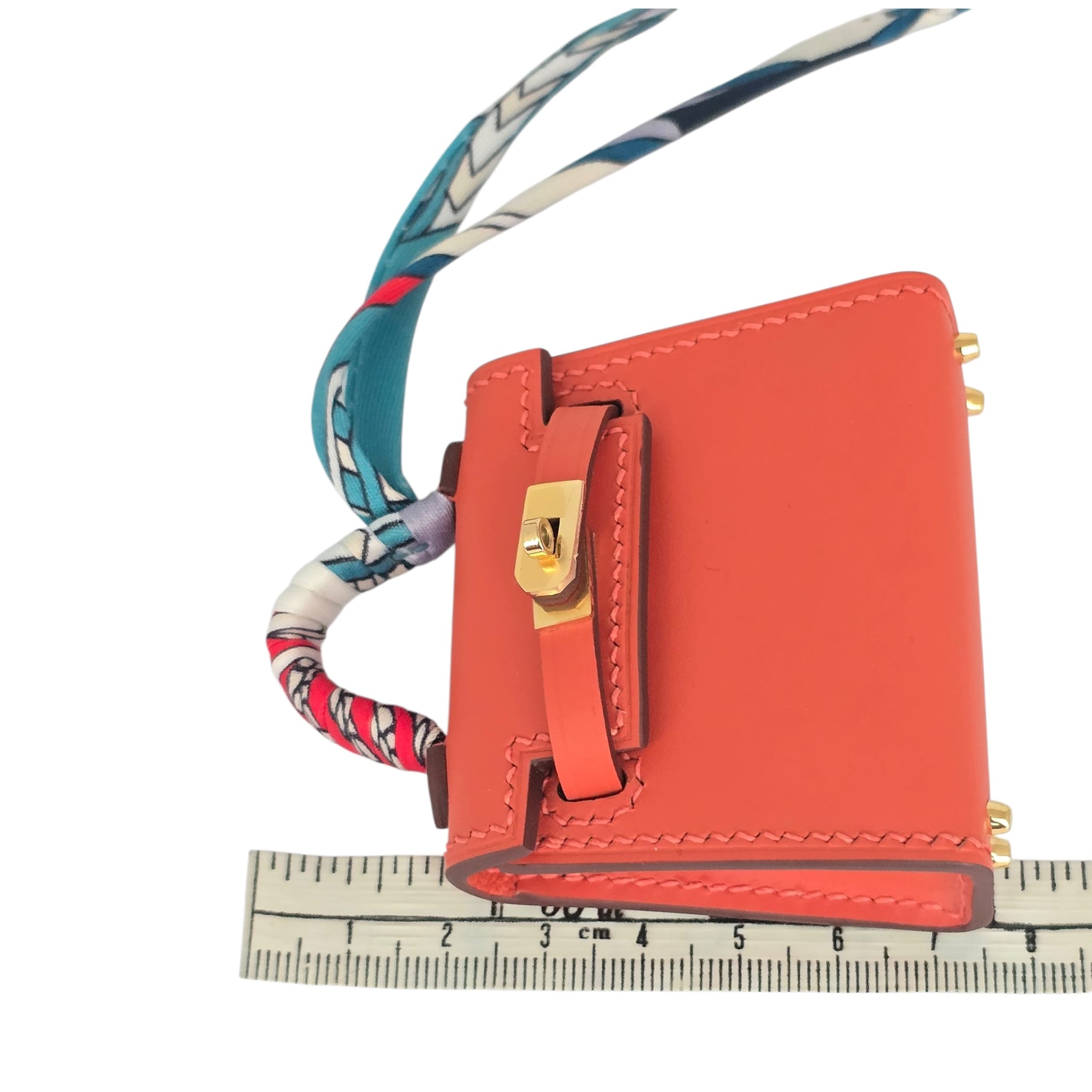 Hermes Tadelakt Mini Kelly Twilly Bag Charm Capucine HERMES