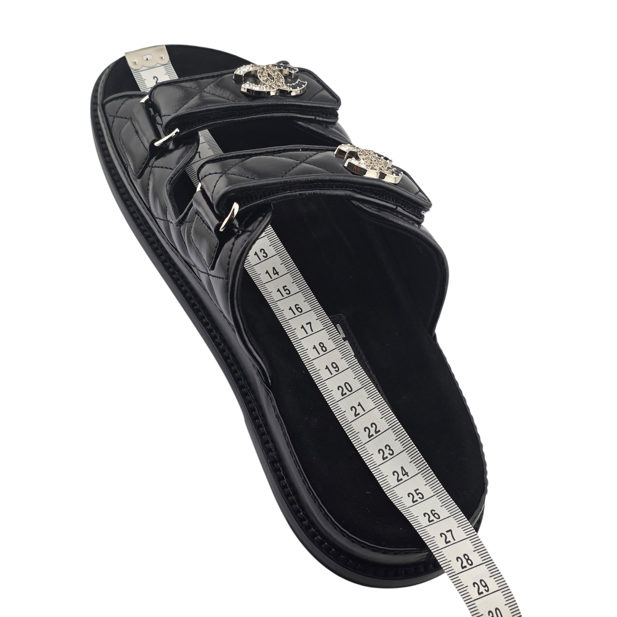 Chanel CC Dad Backless Black Quilt Sandals