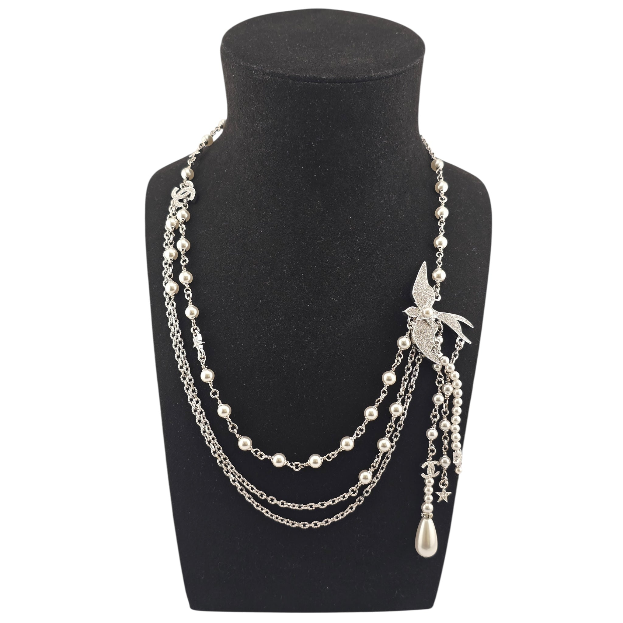 Chanel CC Silver Bird Long Belt / Necklace SS25 CHANEL