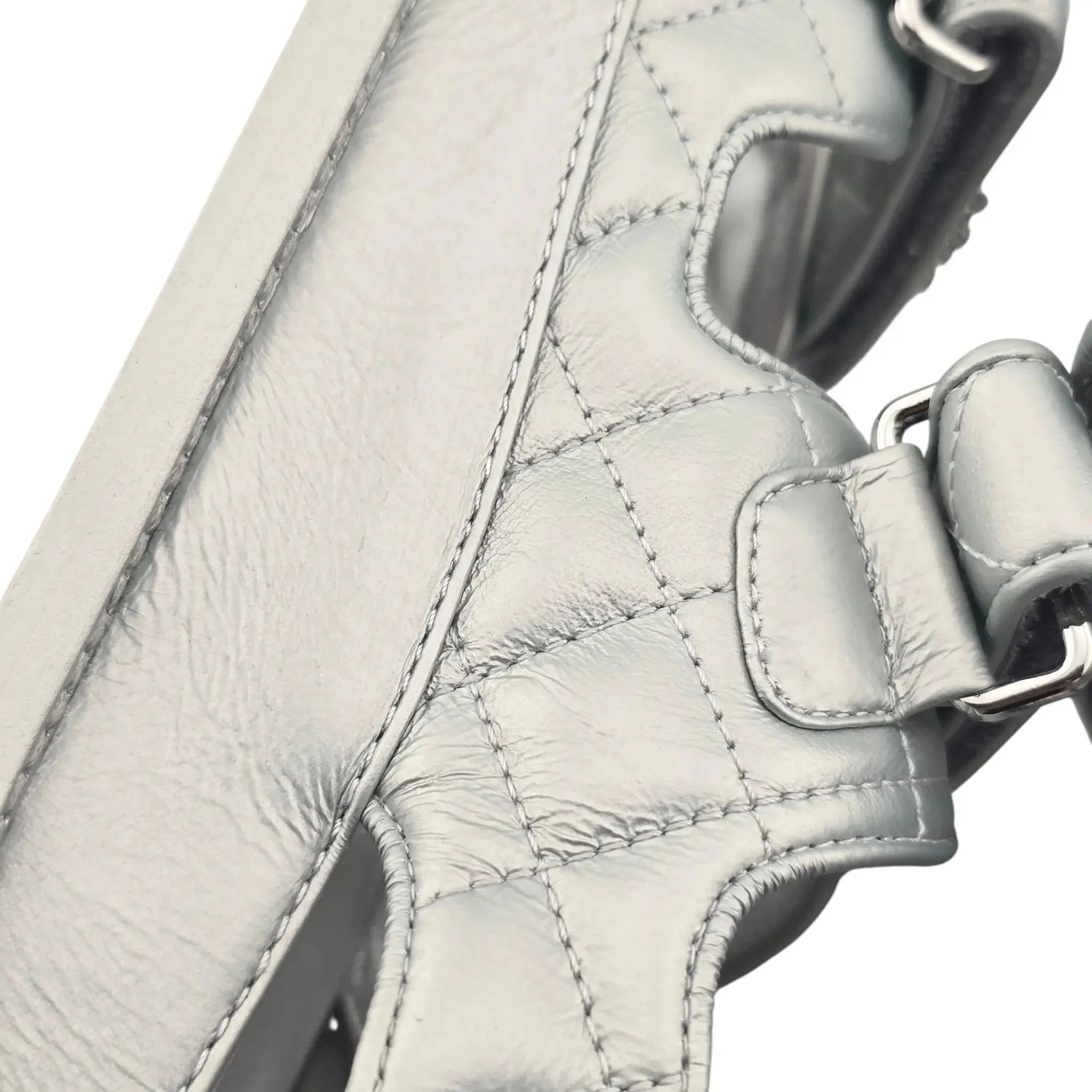 Chanel CC Silver Metallic Leather Dad Sandals CHANEL