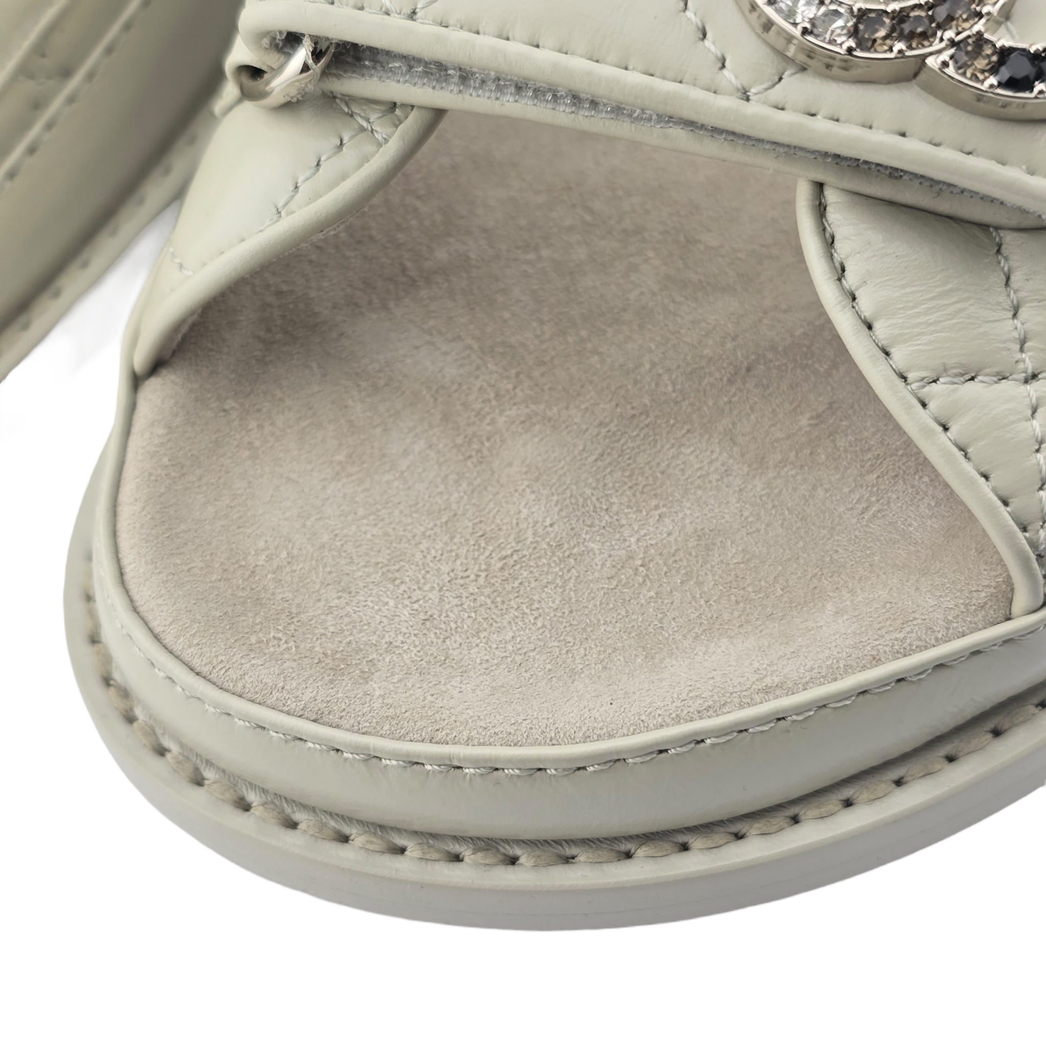 Chanel CC Dad Backless Cream White Quilt Sandals 39
