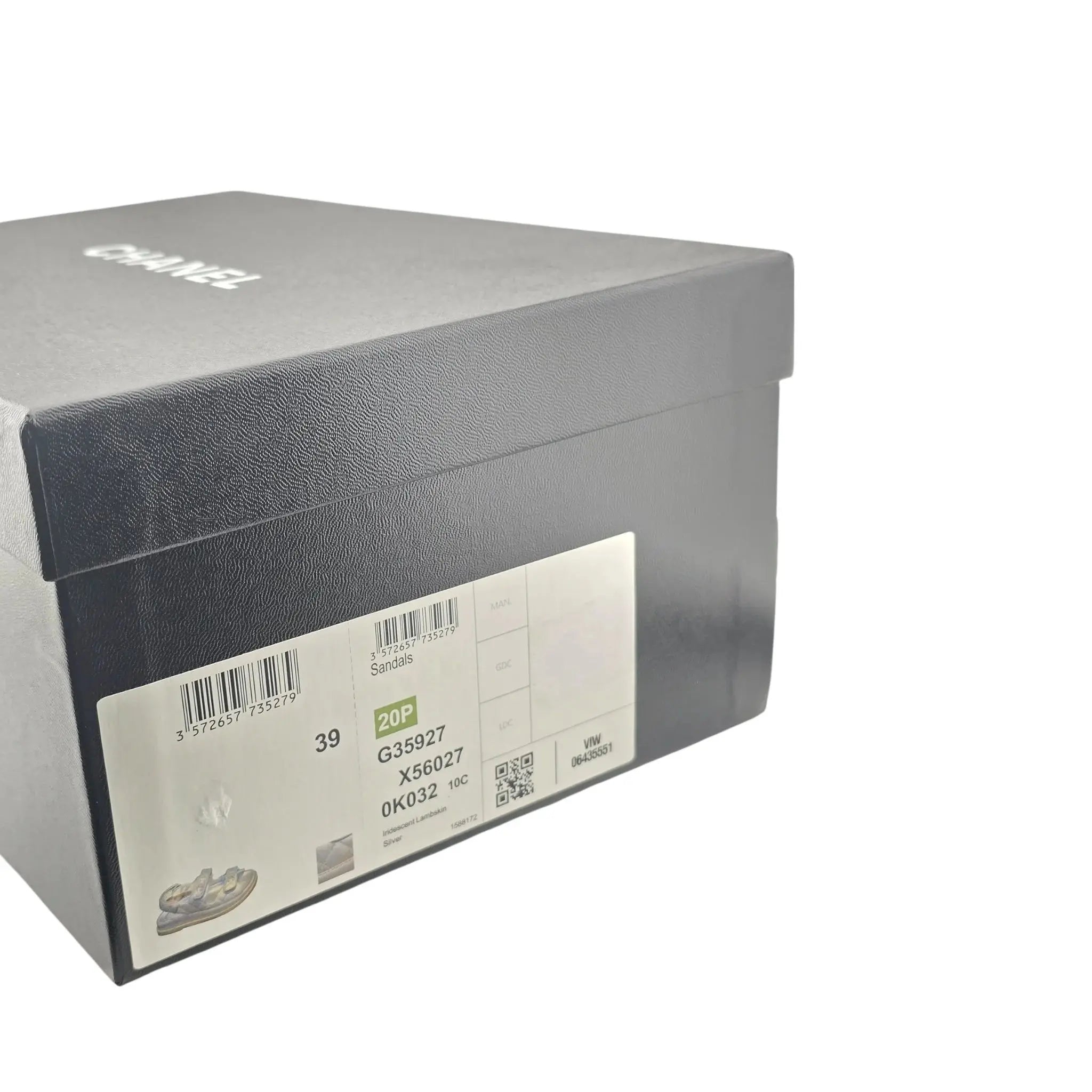 Chanel CC Silver Metallic Leather Dad Sandals CHANEL