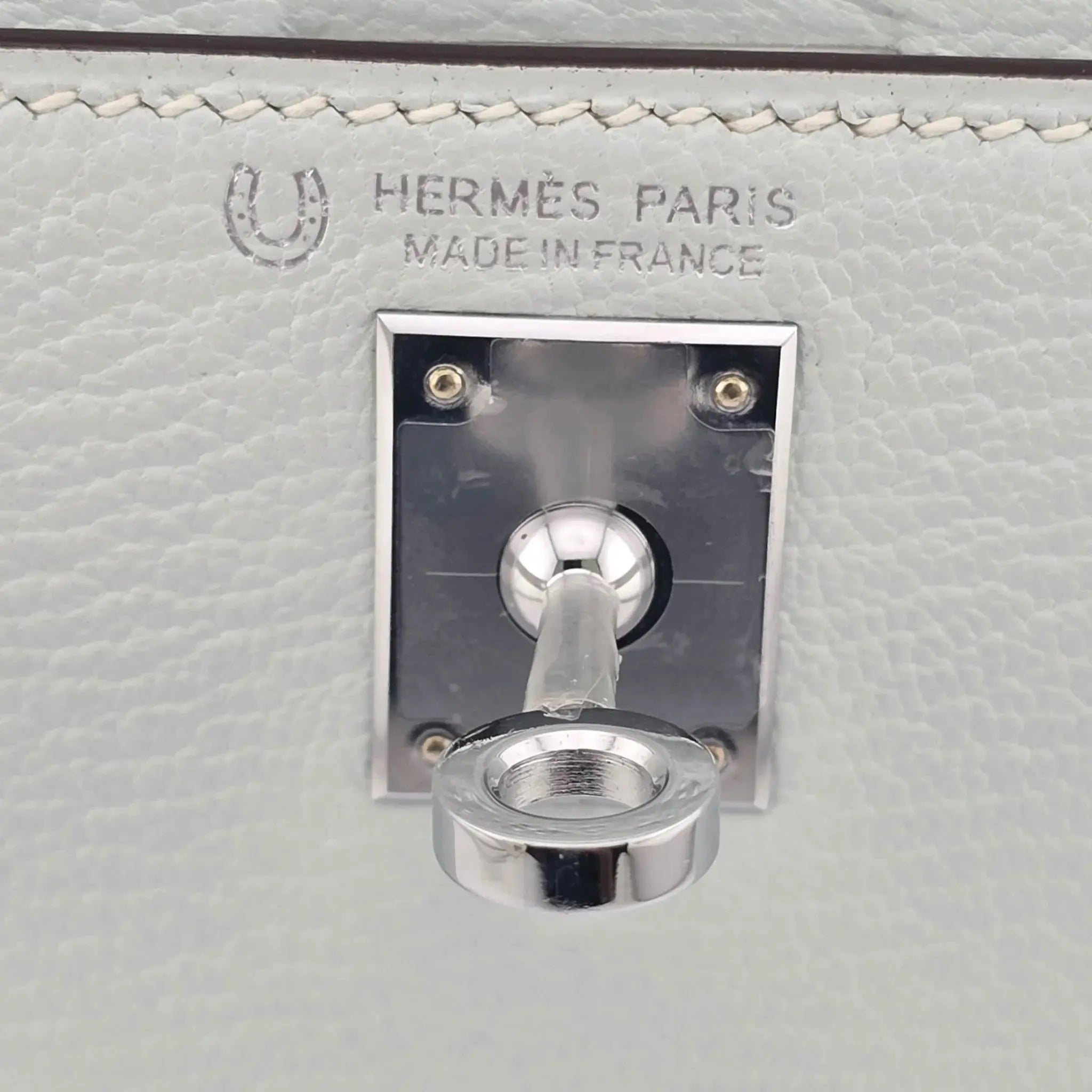 Hermes Chevre Mysore Horseshoe Mini Kelly Sellier 20 Bleu Brume Nata Bag HERMES