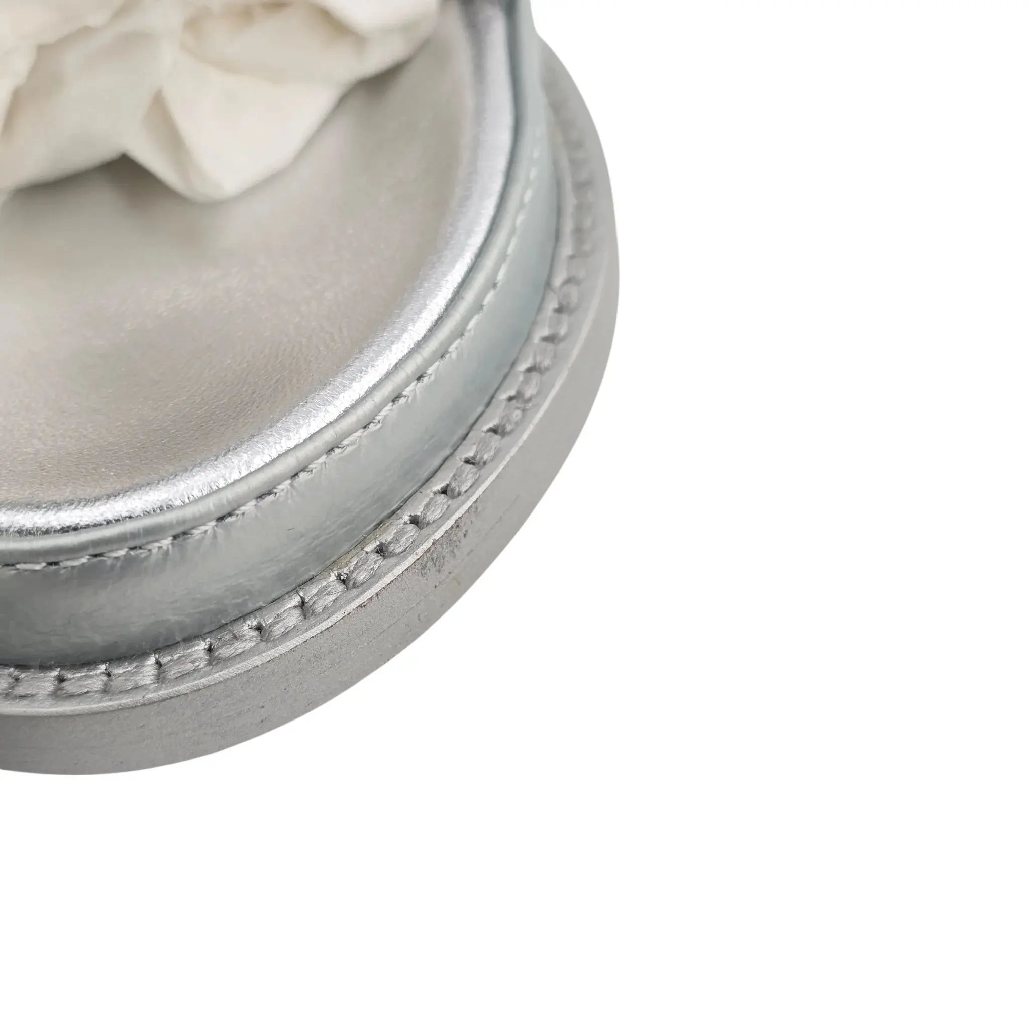 Chanel CC Silver Metallic Leather Dad Sandals CHANEL