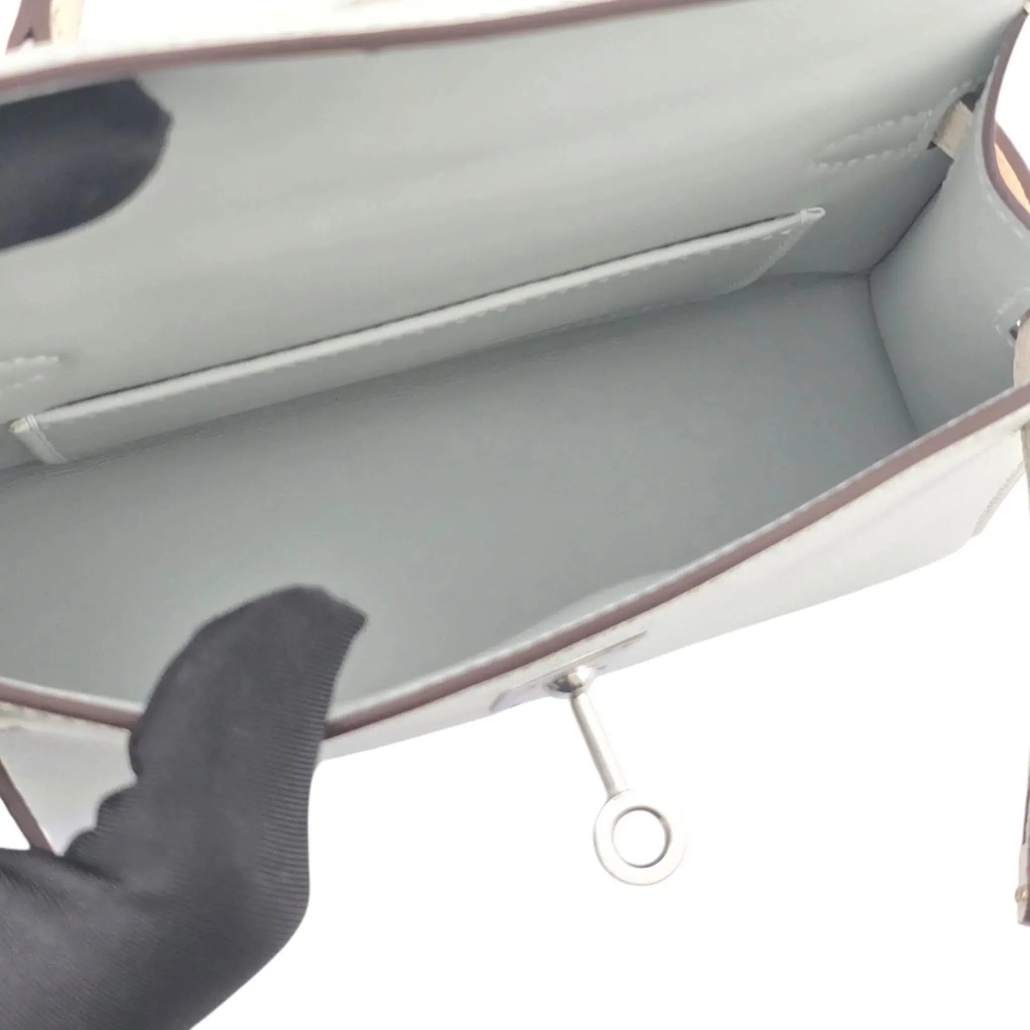 Hermes Chevre Mysore Horseshoe Mini Kelly Sellier 20 Bleu Brume Nata Bag HERMES