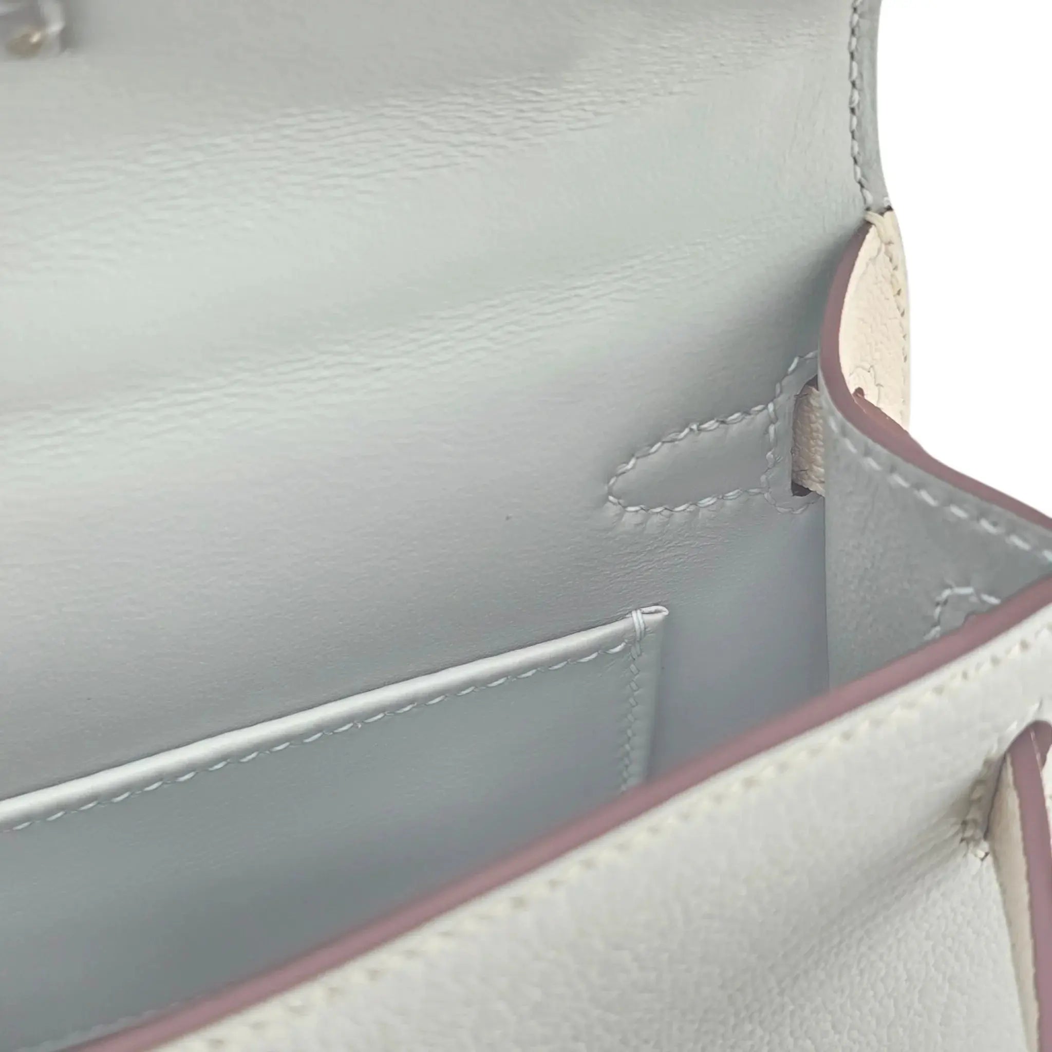 Hermes Chevre Mysore Horseshoe Mini Kelly Sellier 20 Bleu Brume Nata Bag HERMES