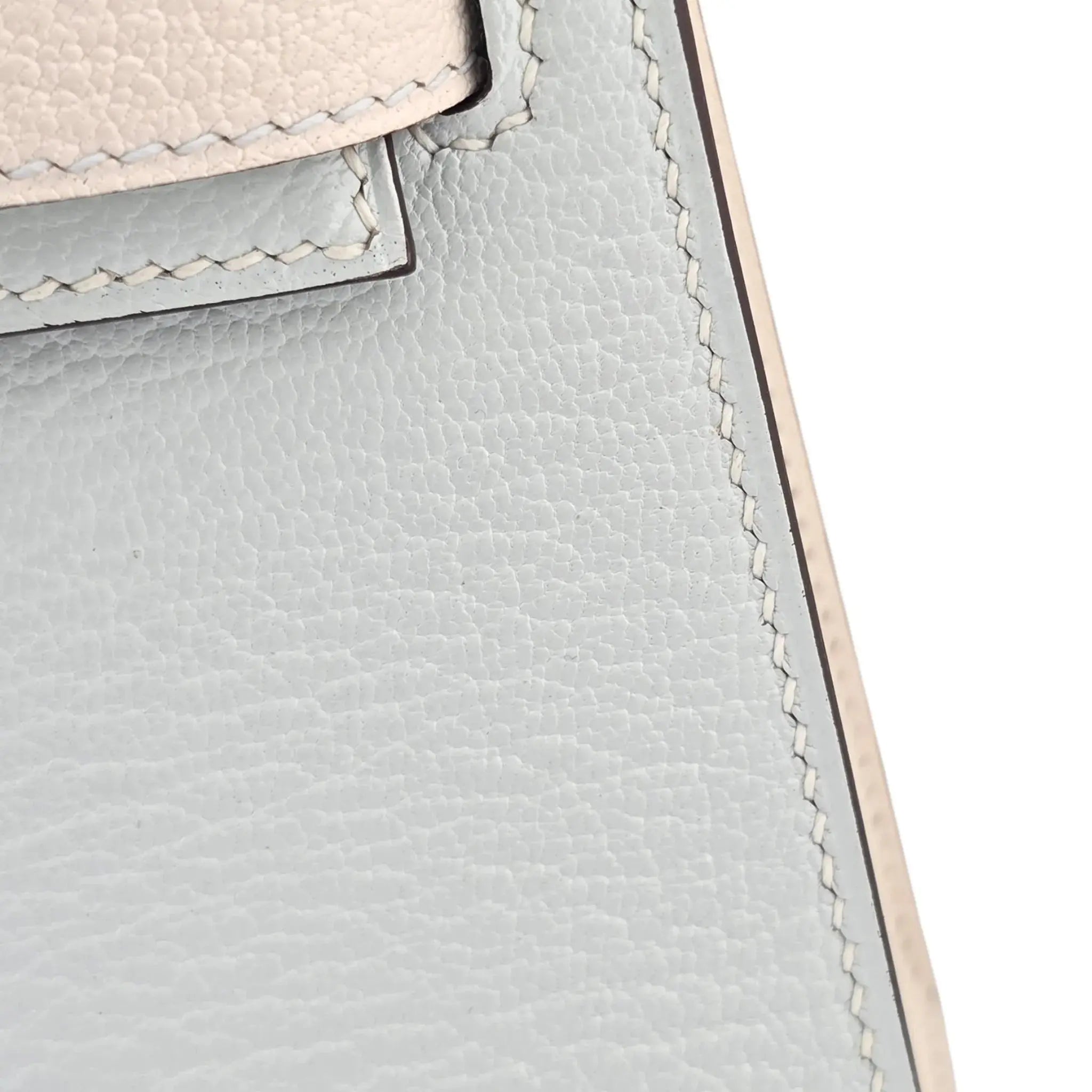 Hermes Chevre Mysore Horseshoe Mini Kelly Sellier 20 Bleu Brume Nata Bag HERMES