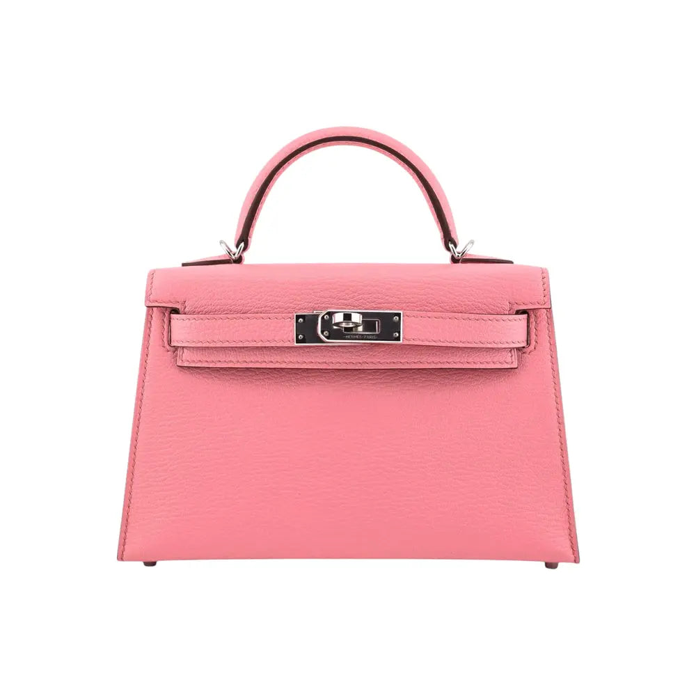Hermes Mini Kelly II Rose Confetti Chevre Palladium Hardware Bag HERMES