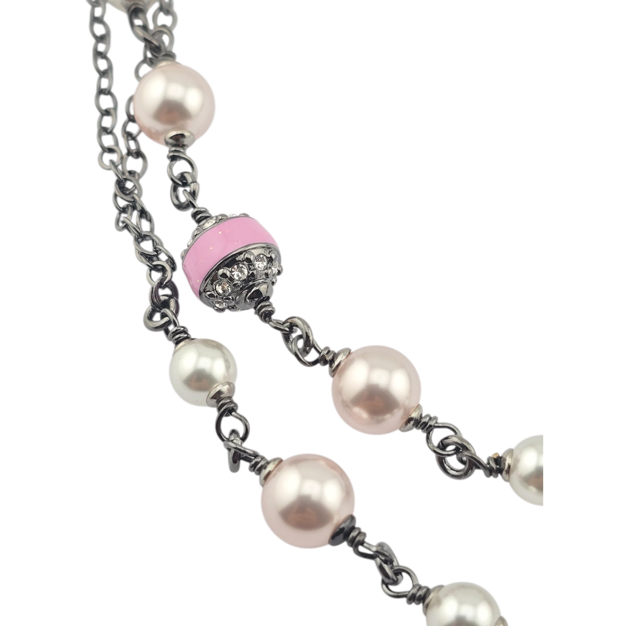 Chanel CC Long Ruthenium Pink Bow Necklace 2025 CHANEL