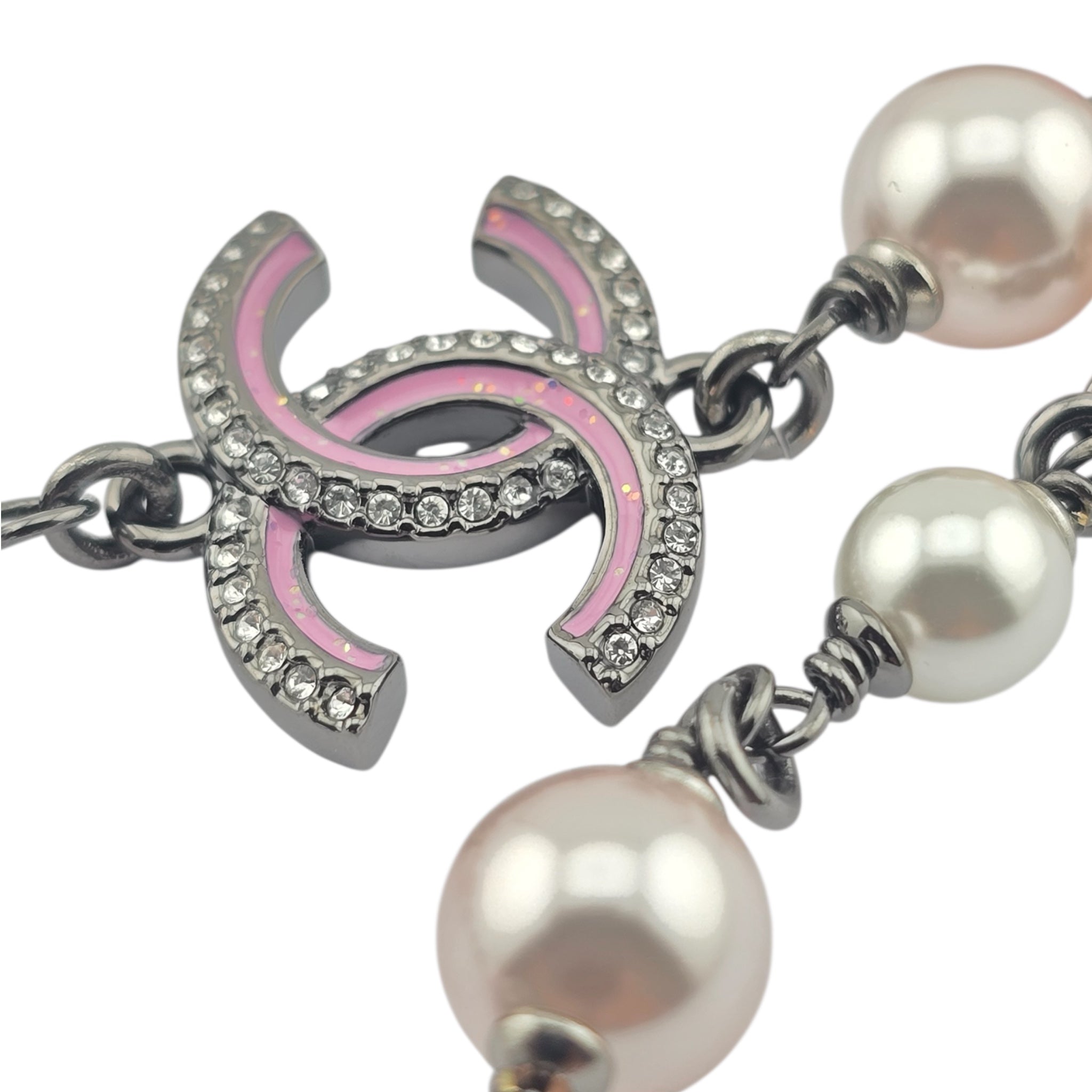 Chanel CC Long Ruthenium Pink Bow Necklace 2025 CHANEL