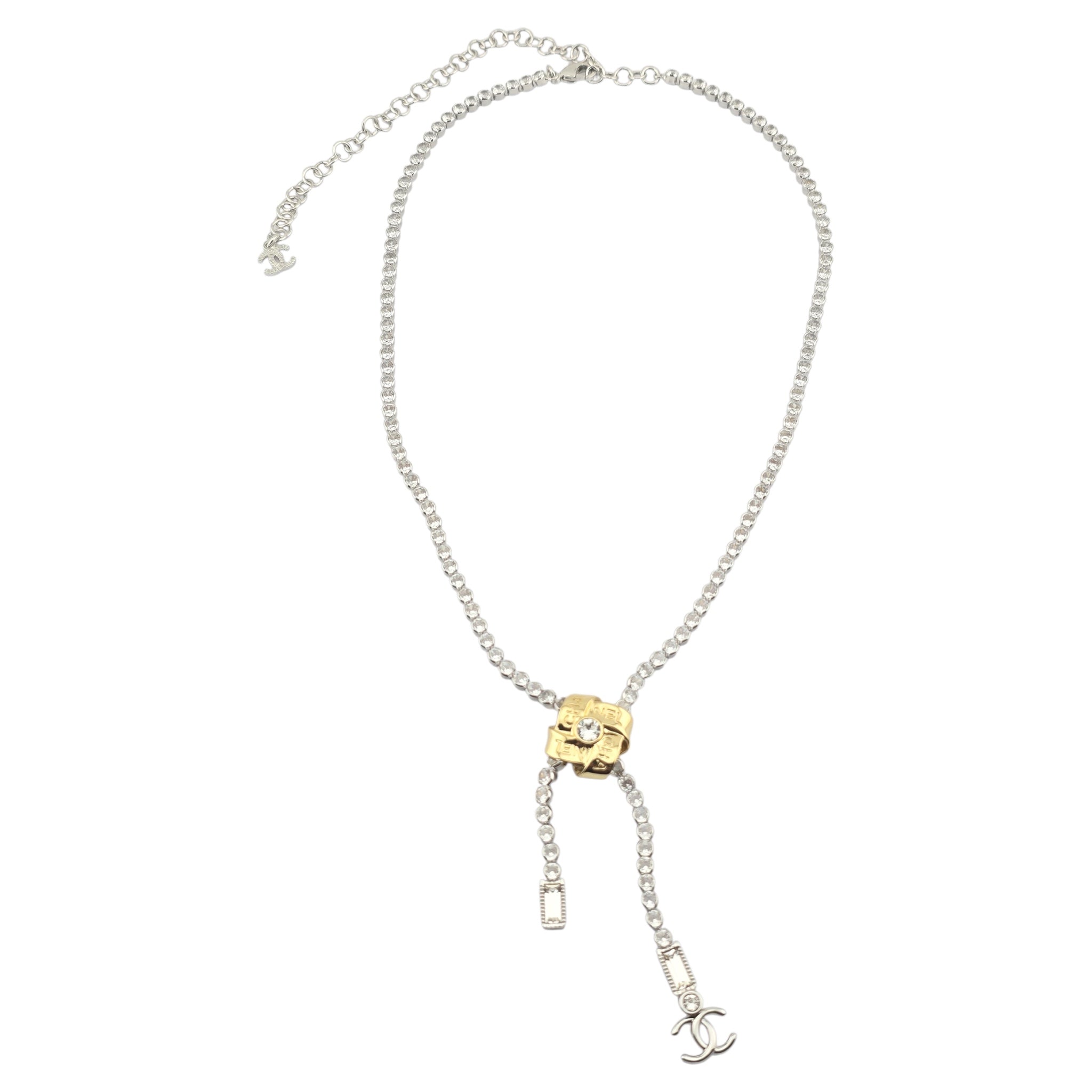 Chanel CC Crystal Silver Gold Necklace 2025 CHANEL