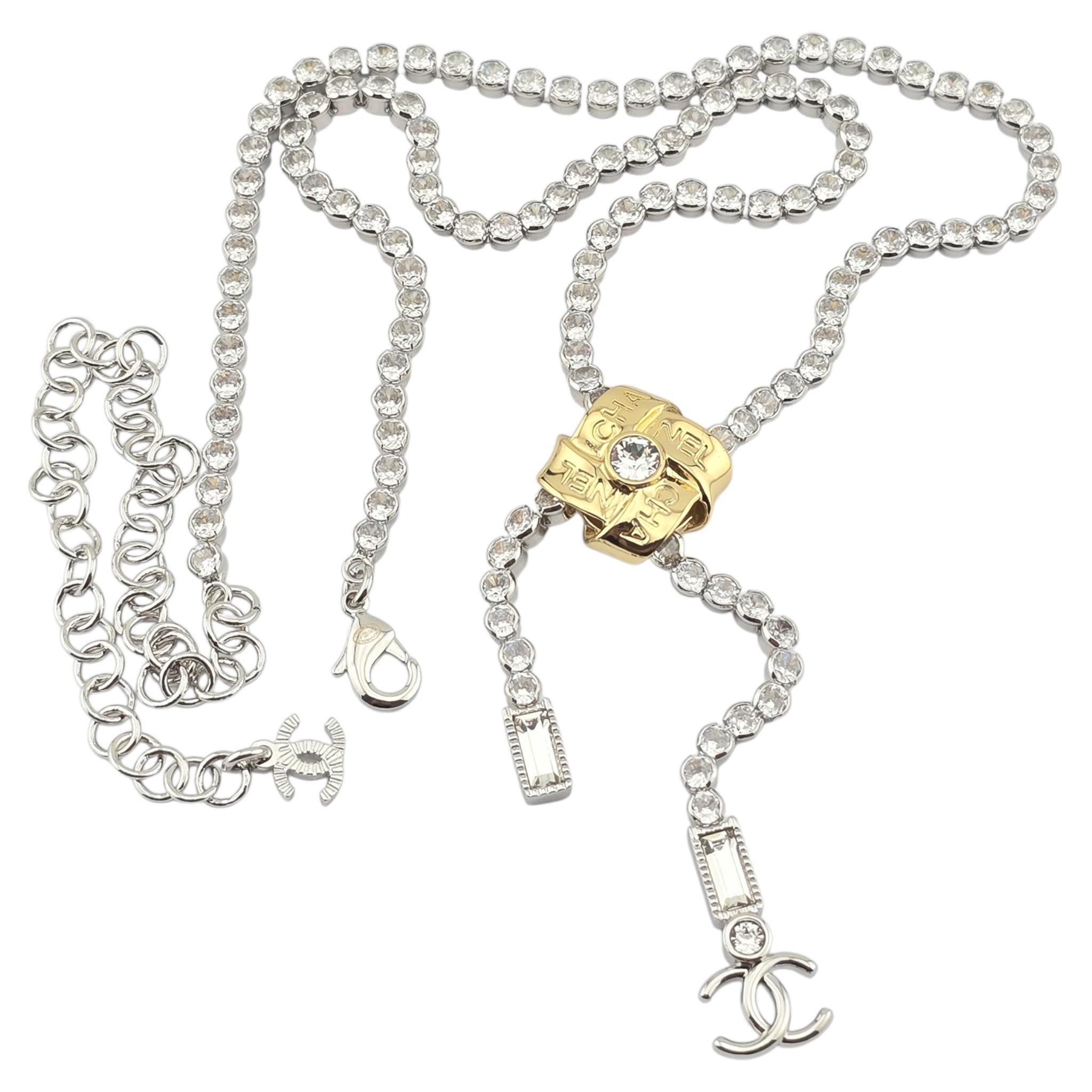 Chanel CC Crystal Silver Gold Necklace 2025 CHANEL