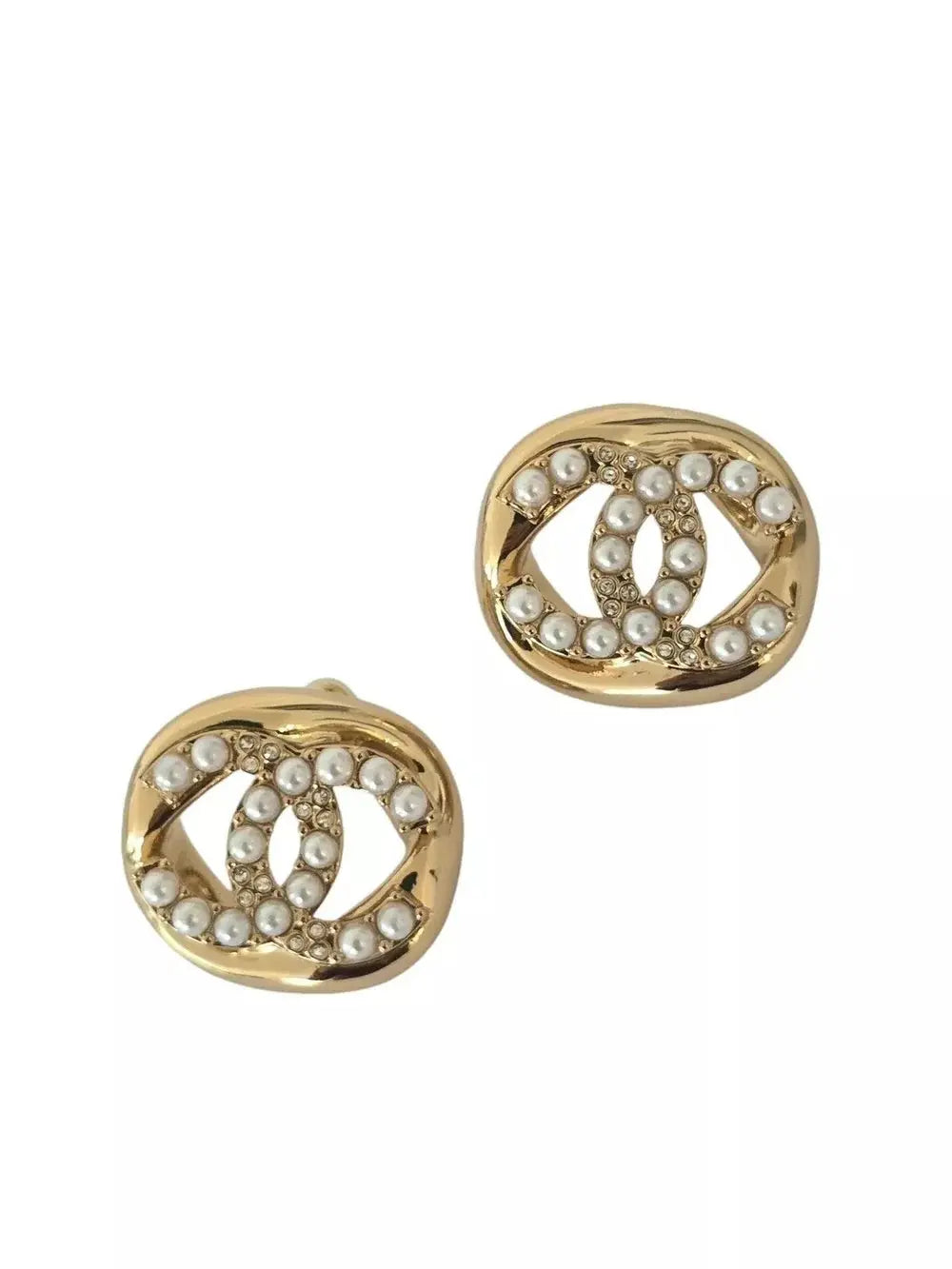 Chanel CC Faux Pearl Crystals Earrings 2024 CHANEL