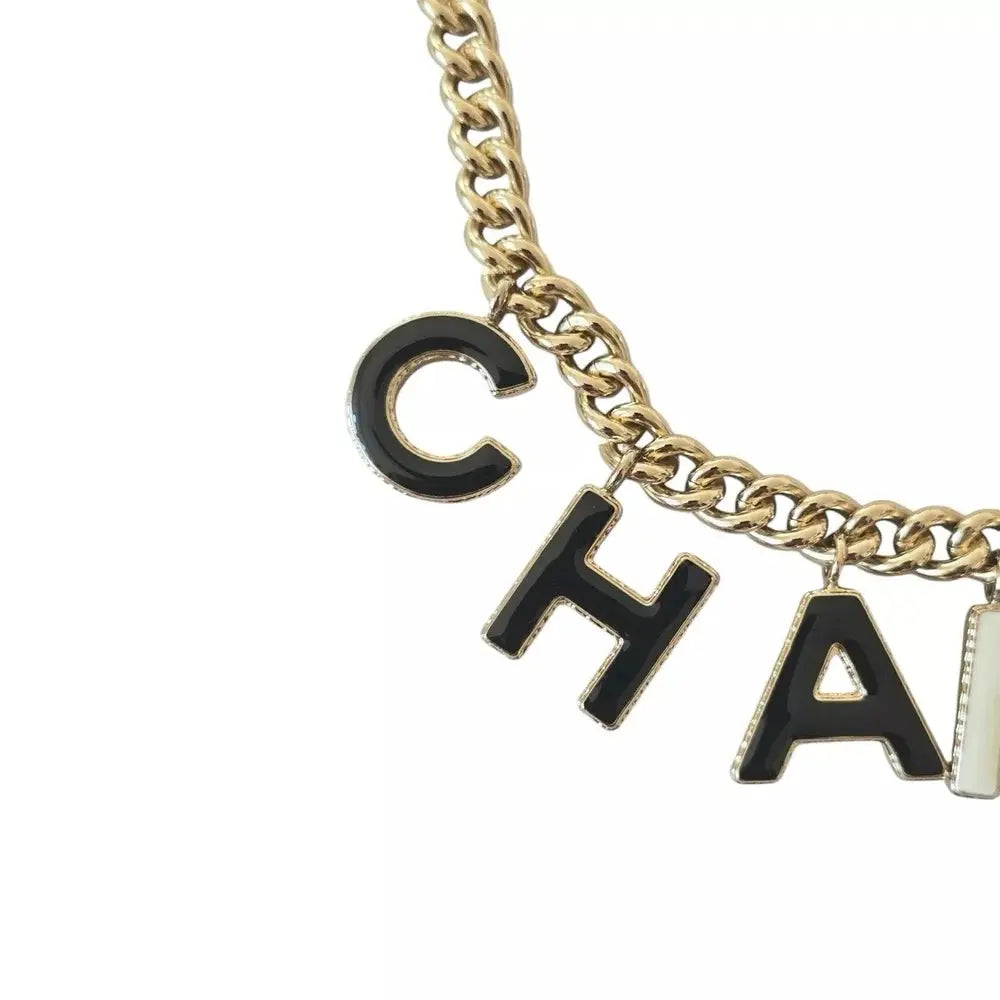 Chanel Letters B22 A Necklace Choker Black/White CHANEL