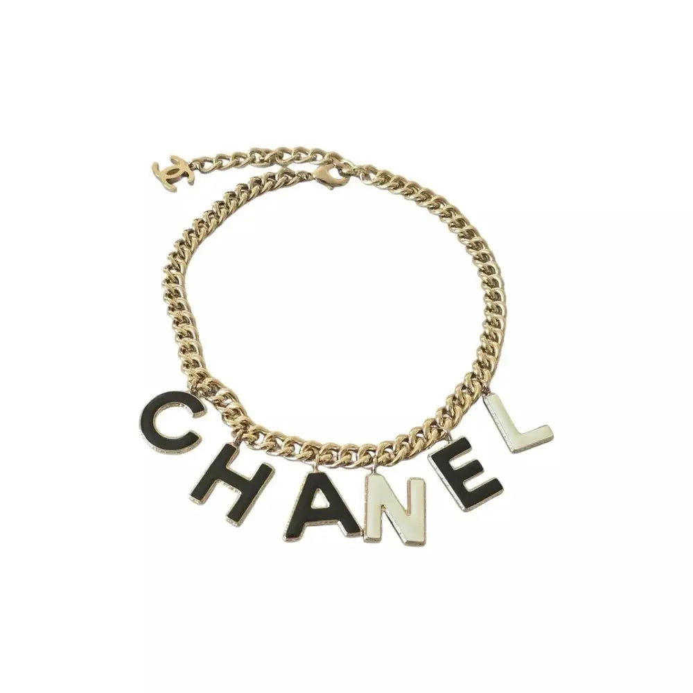 Chanel Letters B22 A Necklace Choker Black/White CHANEL