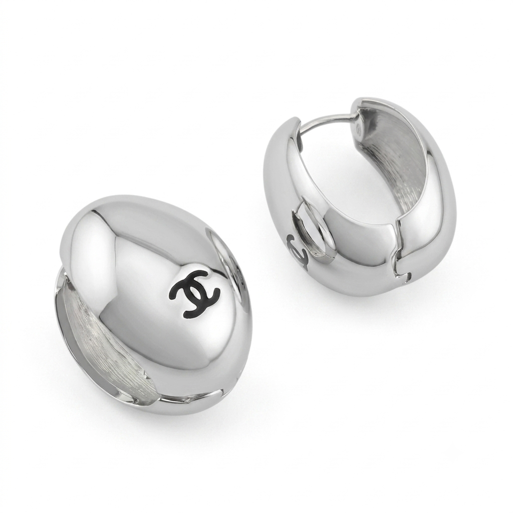 Chanel CC Silver Hoop Earrings SS26 2026 CHANEL