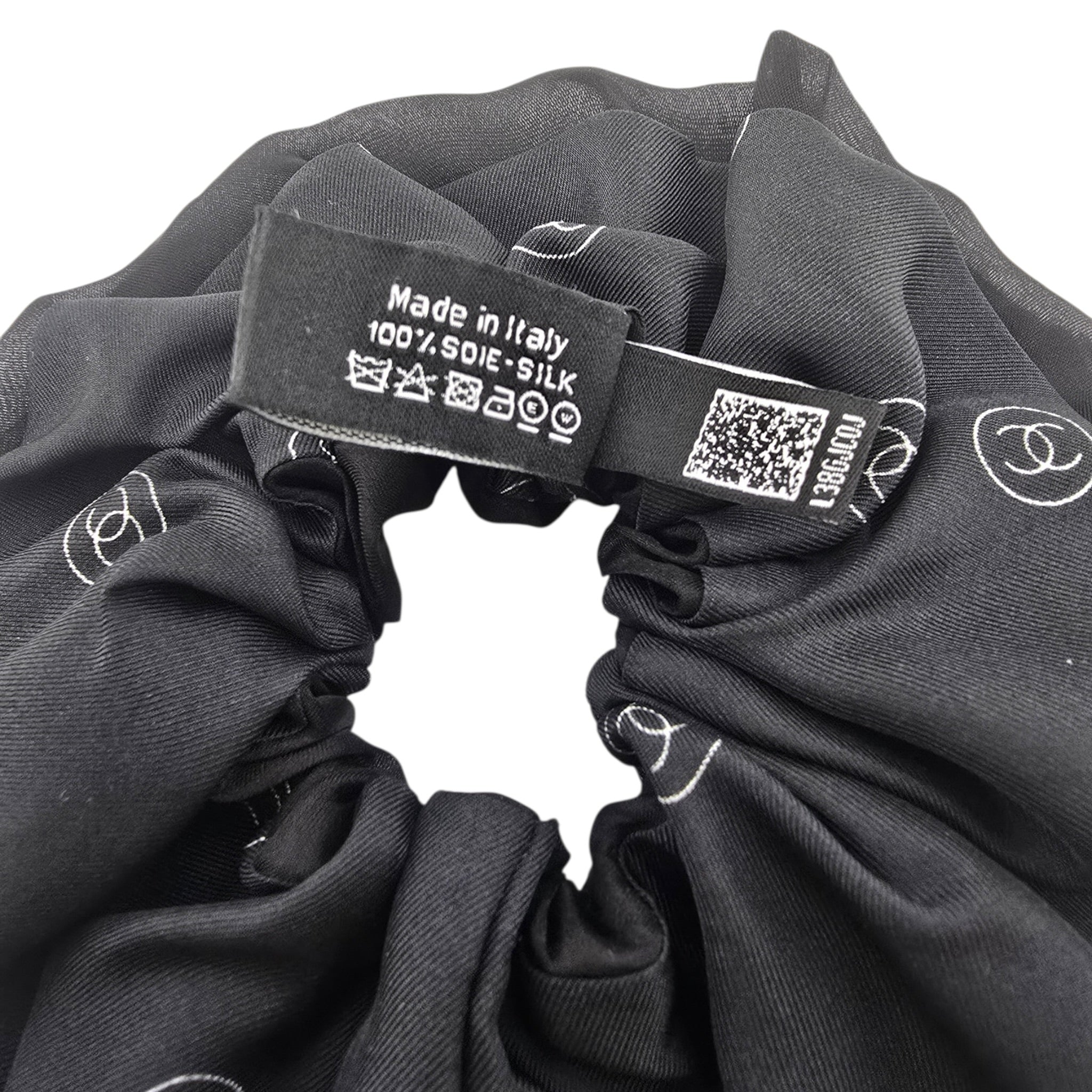 Chanel CC Silk Twill Black Hair Scrunchie 25K CHANEL