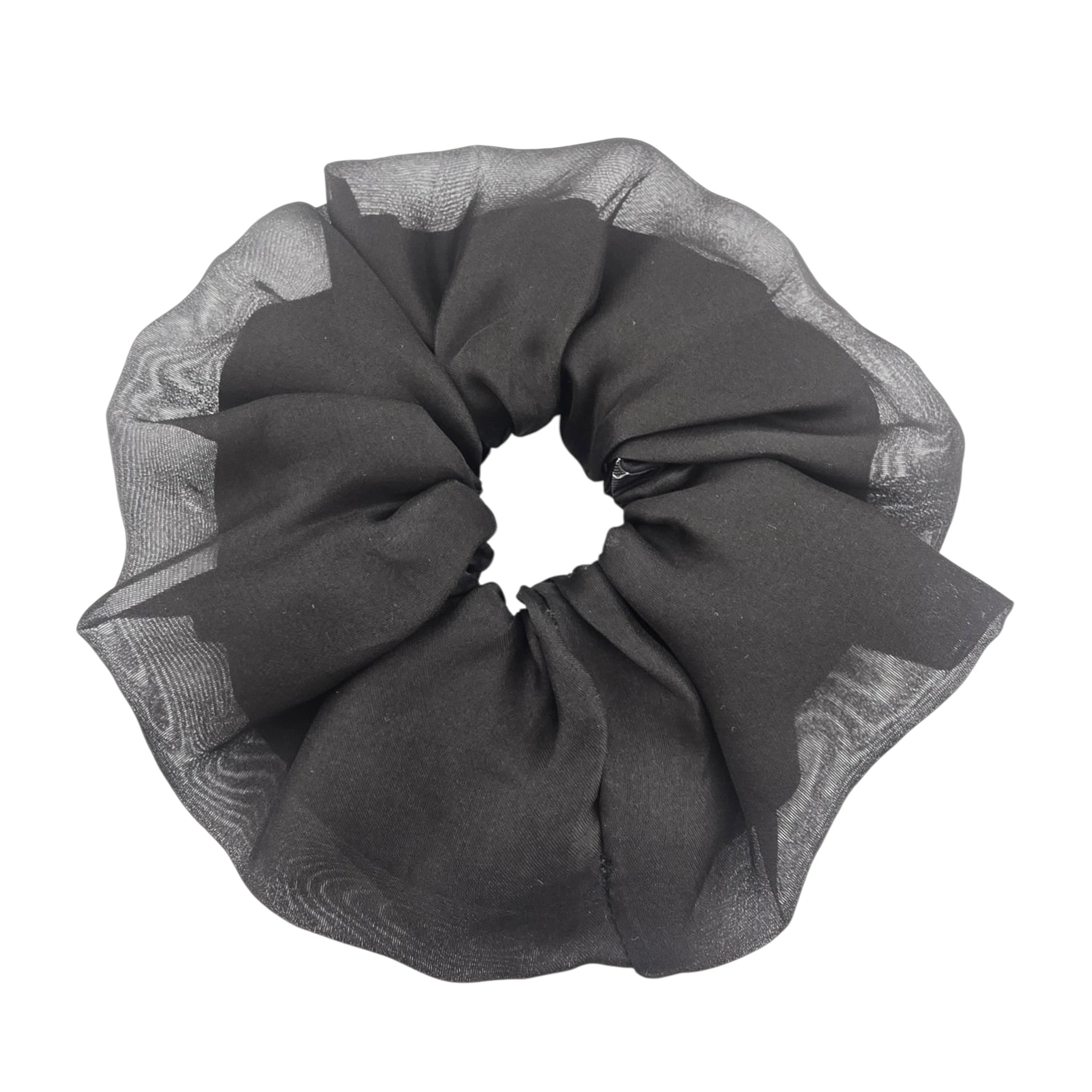 Chanel CC Silk Twill Black Hair Scrunchie 25K CHANEL