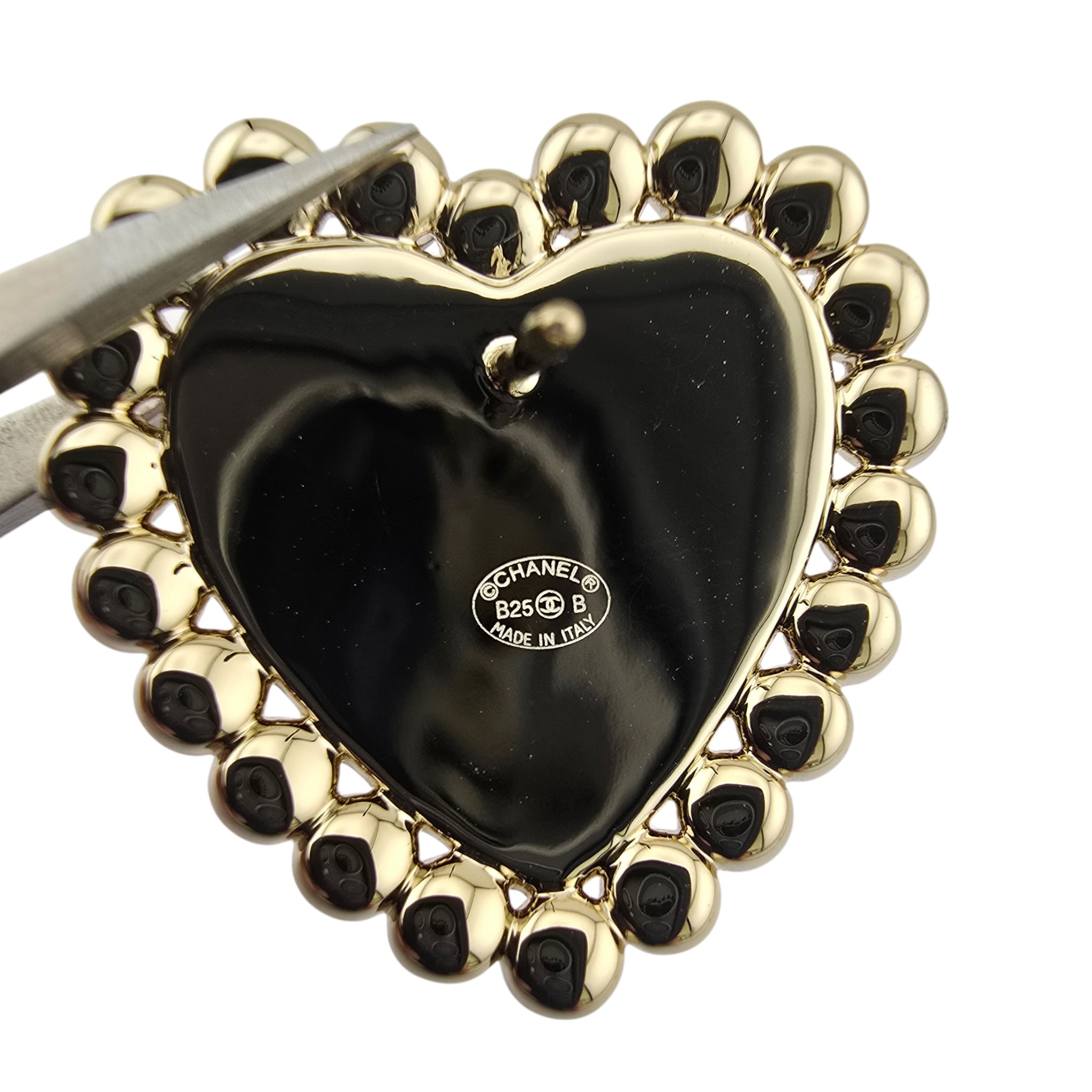Chanel CC Pink Gold Heart Faux Pearl Pin Brooch 2025 CHANEL
