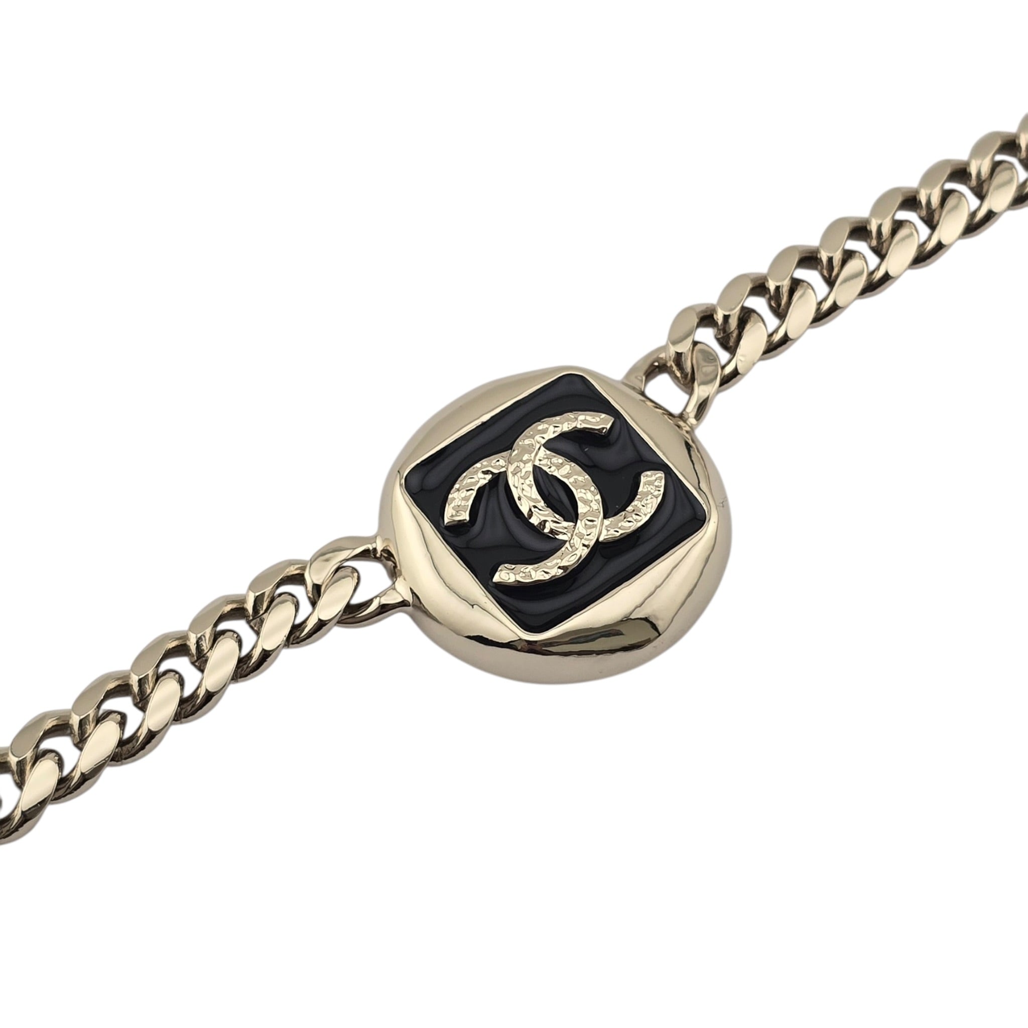 Chanel CC Gold Black Enamel Bracelet 2025 CHANEL