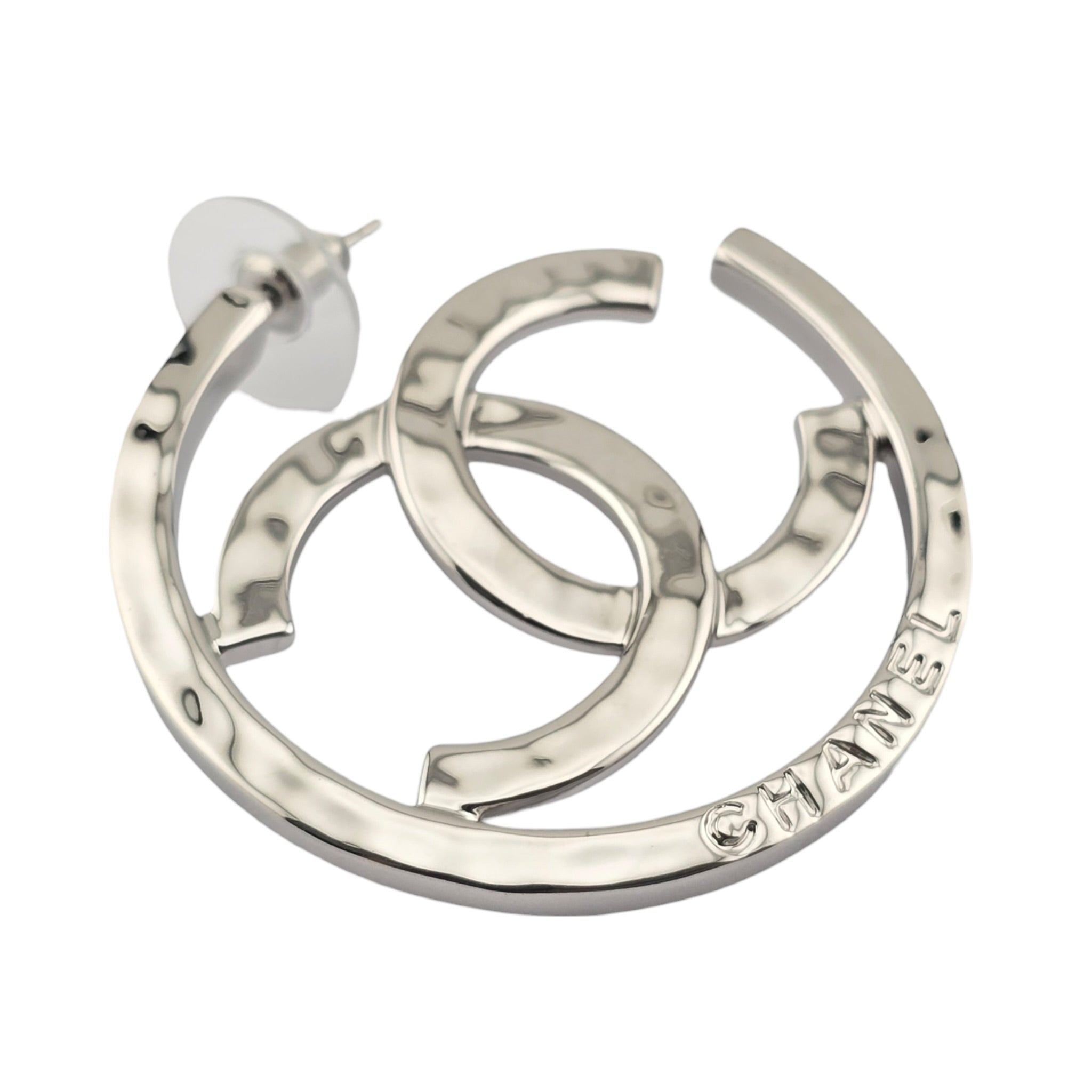 Chanel CC Silver Hoop Earrings 2025 CHANEL