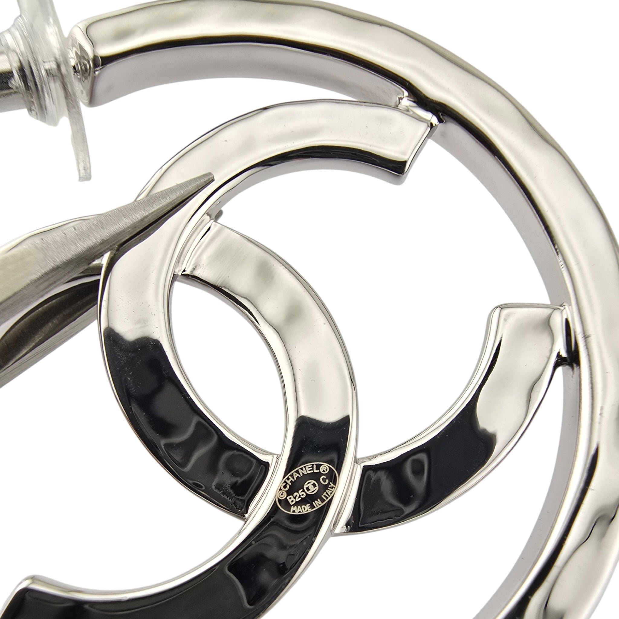 Chanel CC Silver Hoop Earrings 2025 CHANEL