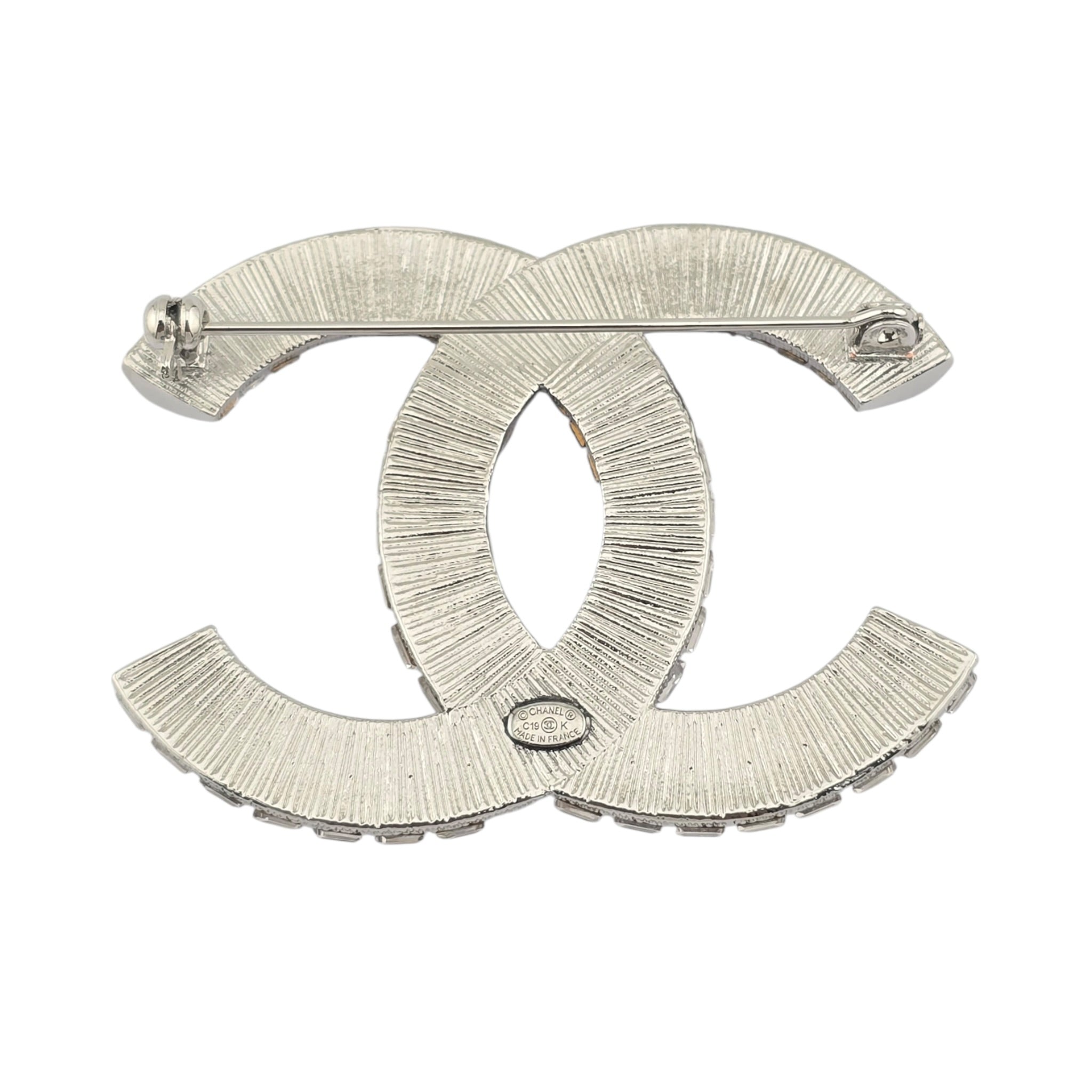 Chanel CC Silver Crystals Brooch 2017 CHANEL