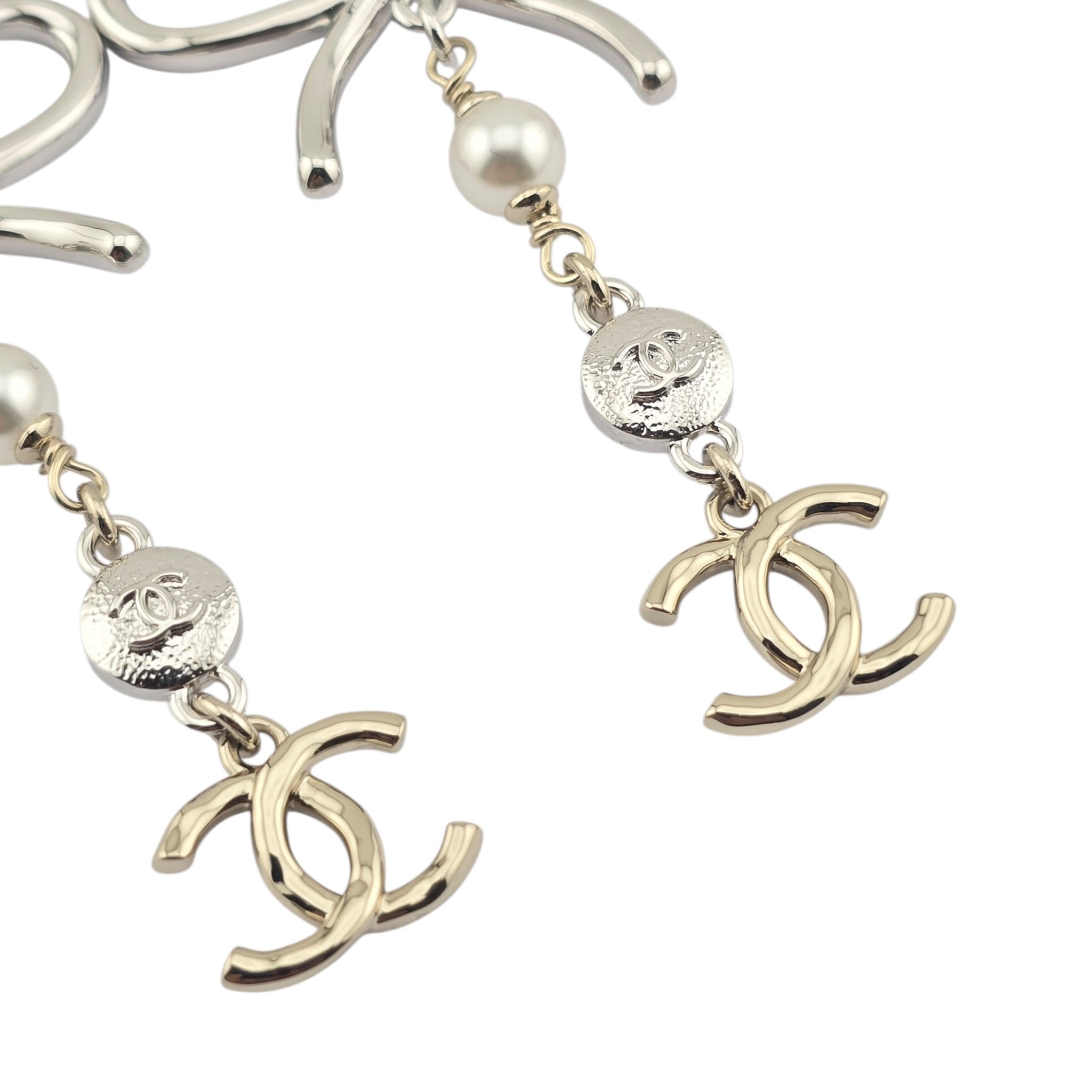 Chanel CC Crystal Bow Drop Earrings Gold 2025 CHANEL