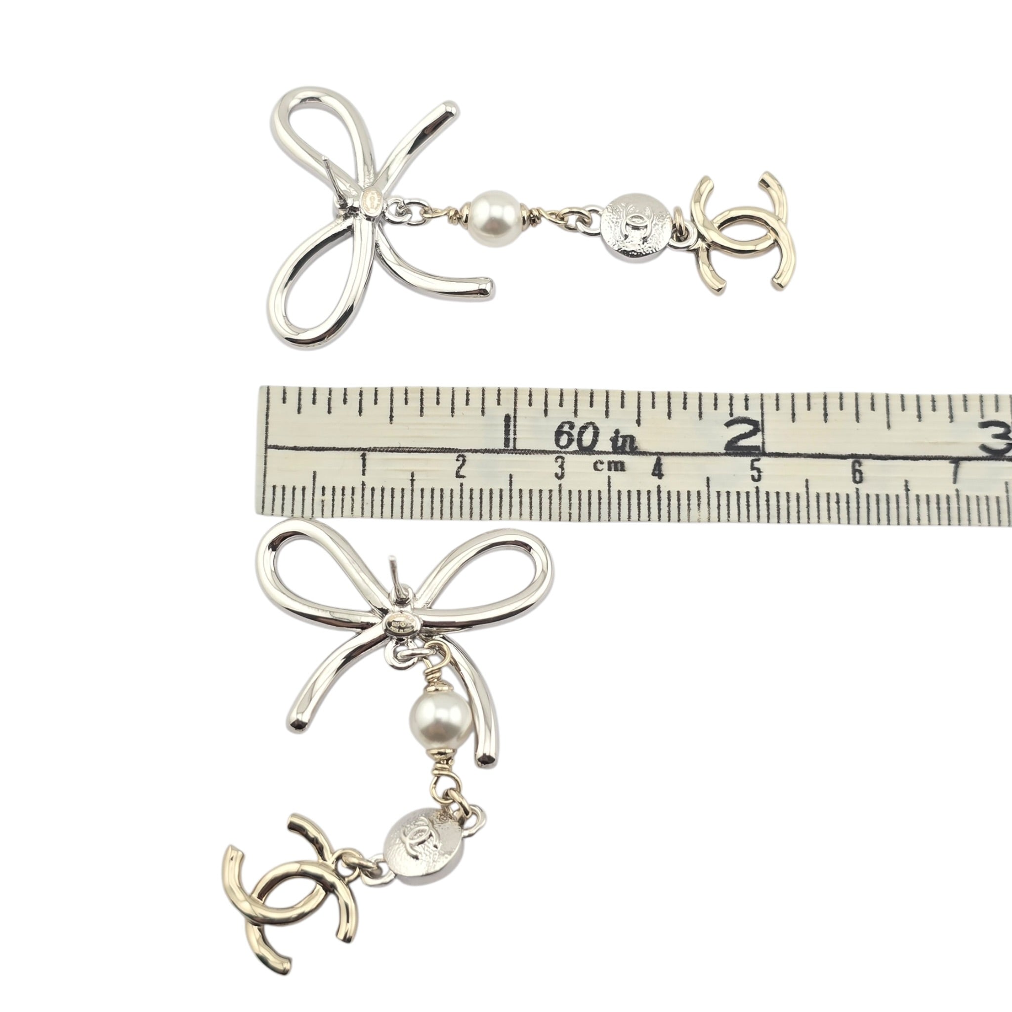 Chanel CC Crystal Bow Drop Earrings Gold 2025 CHANEL